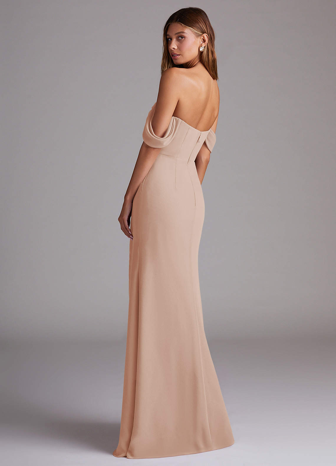 Azazie Saige Bridesmaid Dresses English Rose A-Line Off the Shoulder Chiffon Convertible Dress image6