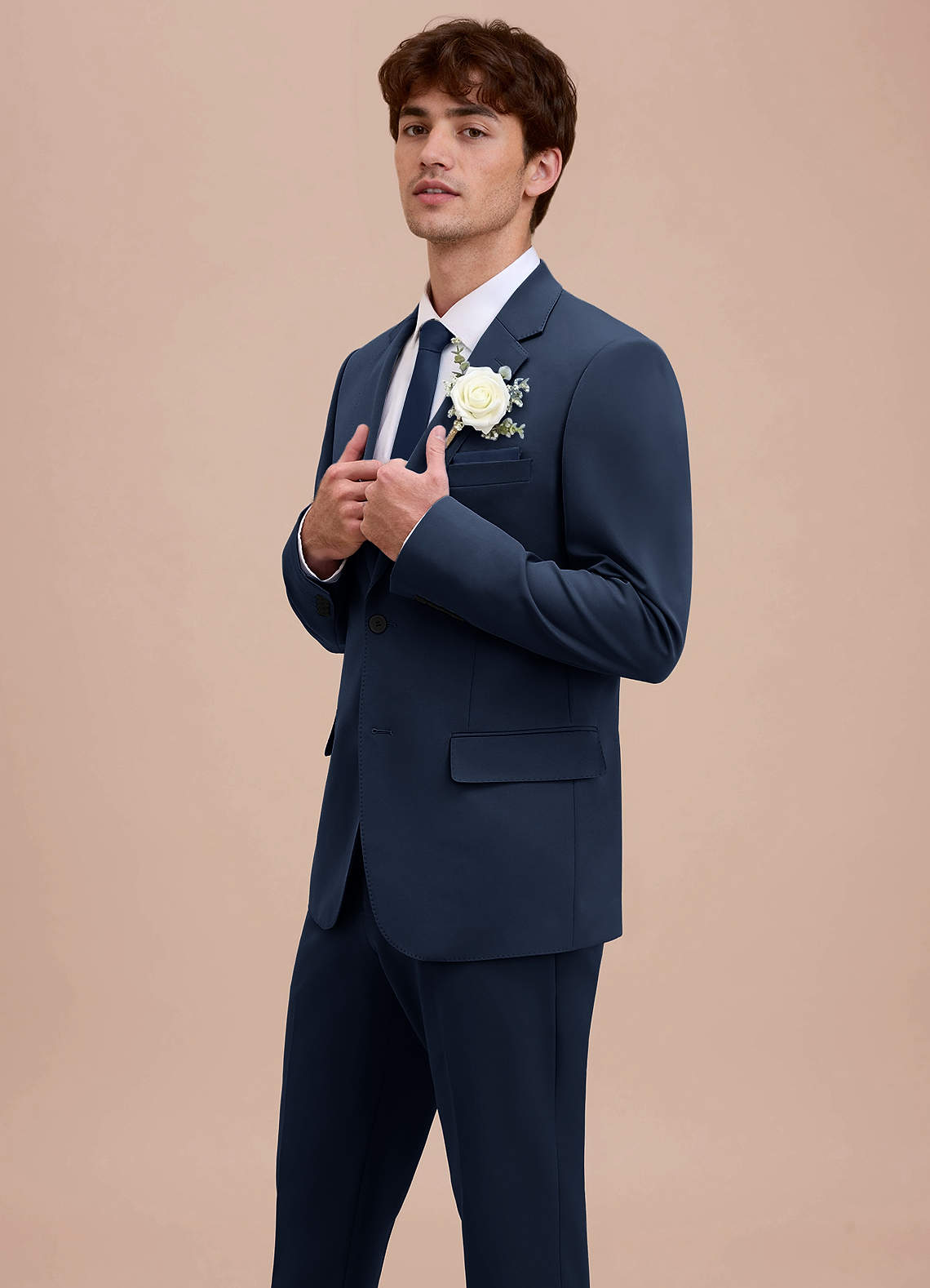 front Ethan Dark Navy Refined Weave Suit Jacket