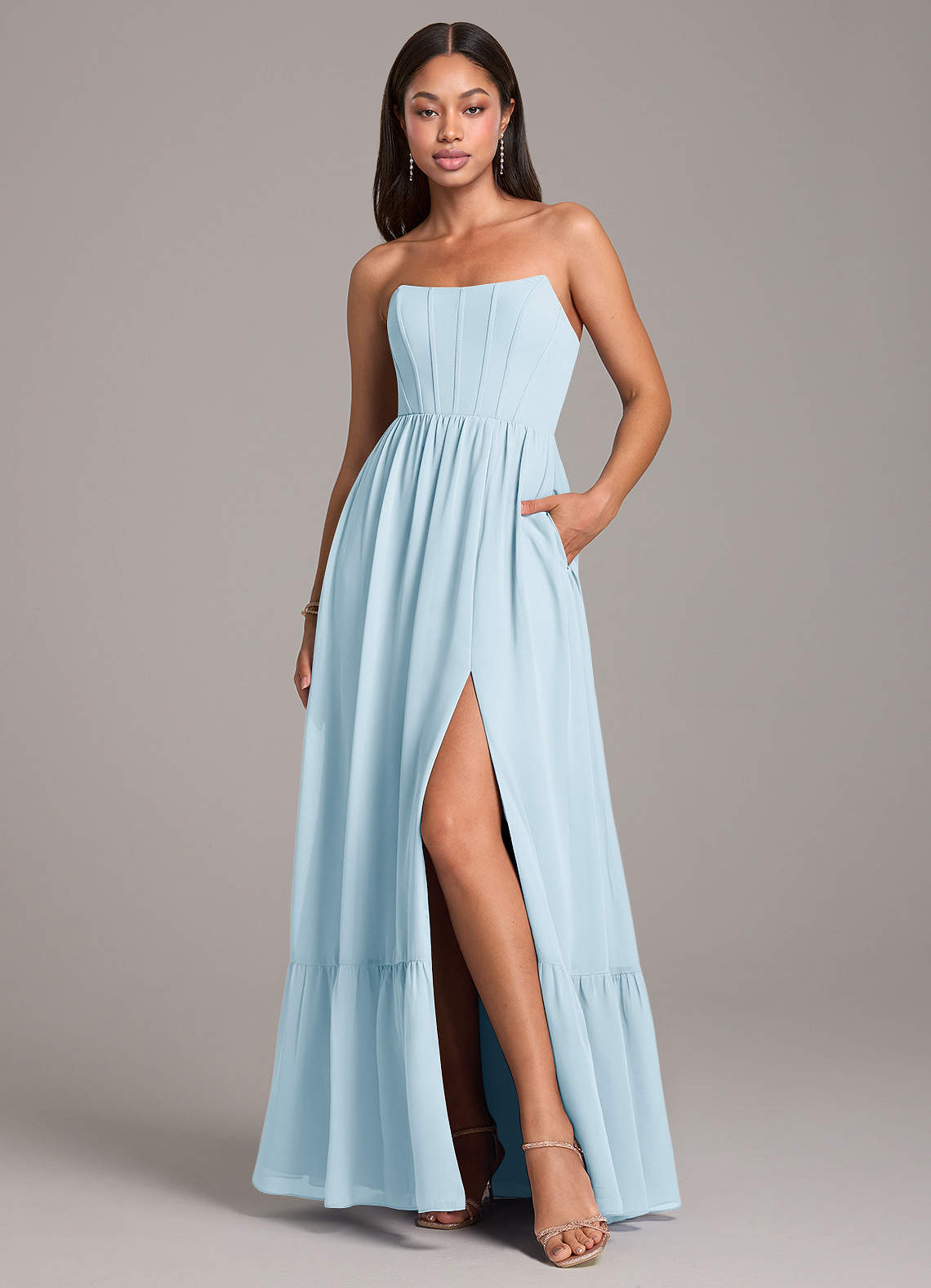 Azazie Kailee Sky Blue Chiffon Bridesmaid Dresses | Azazie