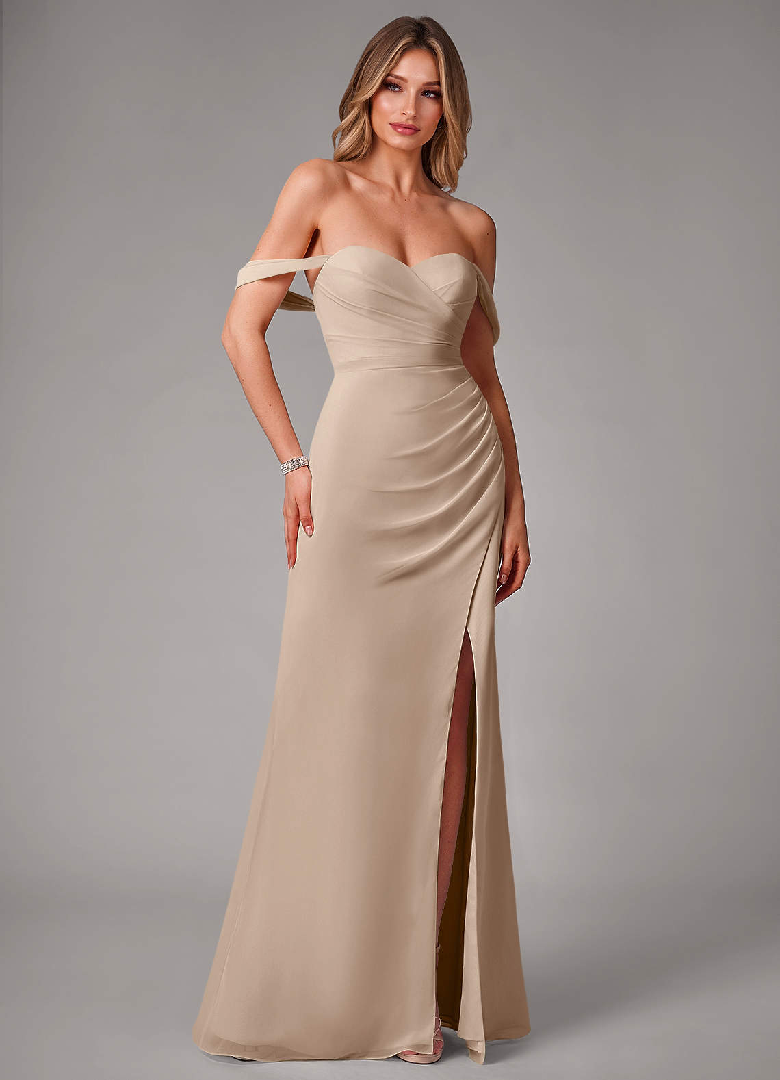 blush pink chiffon dress A-line Floor Length Bridesmaid A front thigh Evening Gown Heels To nydpm_11nov2024 Size:XXXL-tall