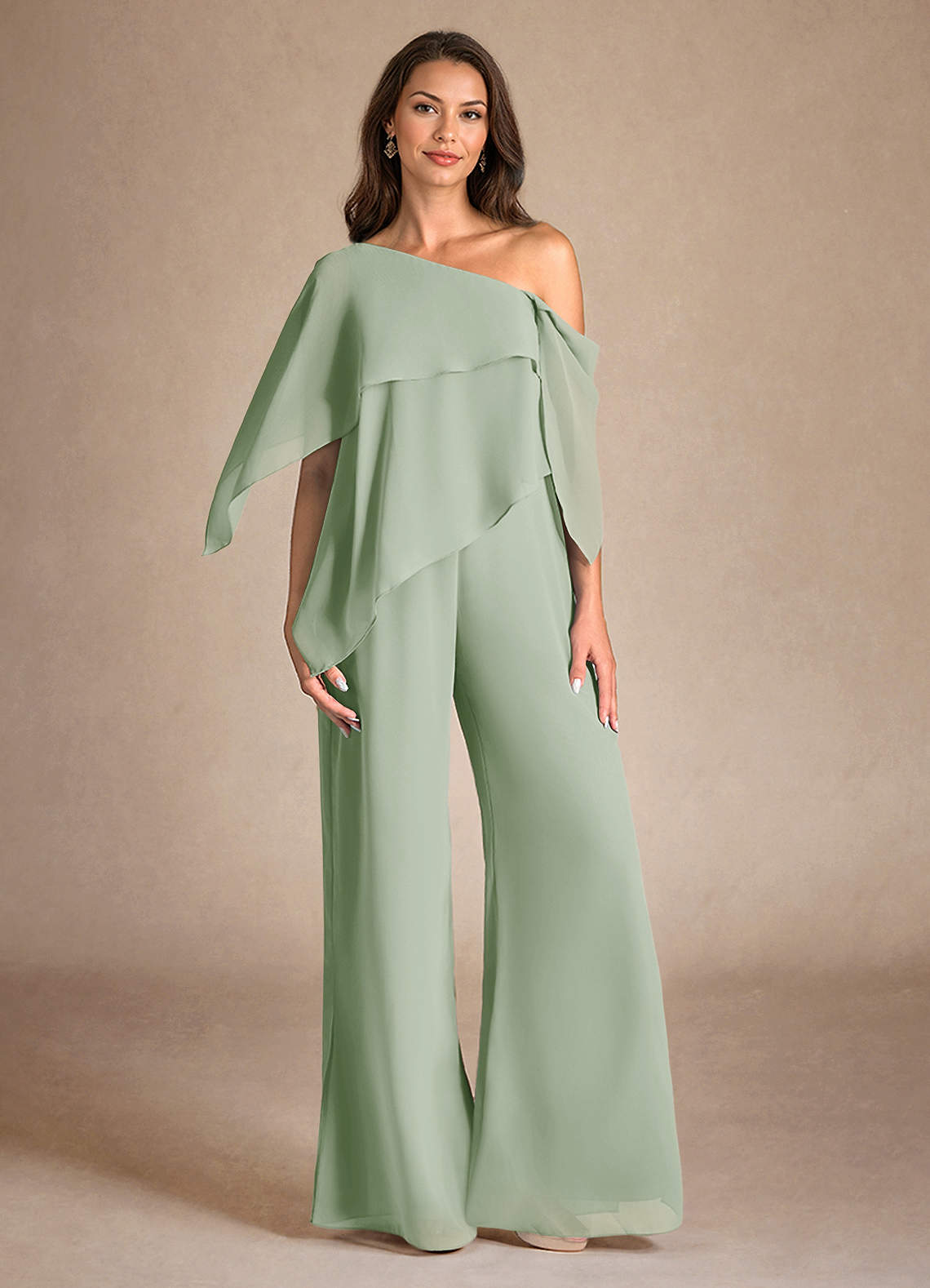 Azazie Halima vestidos de madre de la novia Vestido de Salvia Polvorienta de Gasa de Mono/Traje de pantalón con Corte Lateral image1