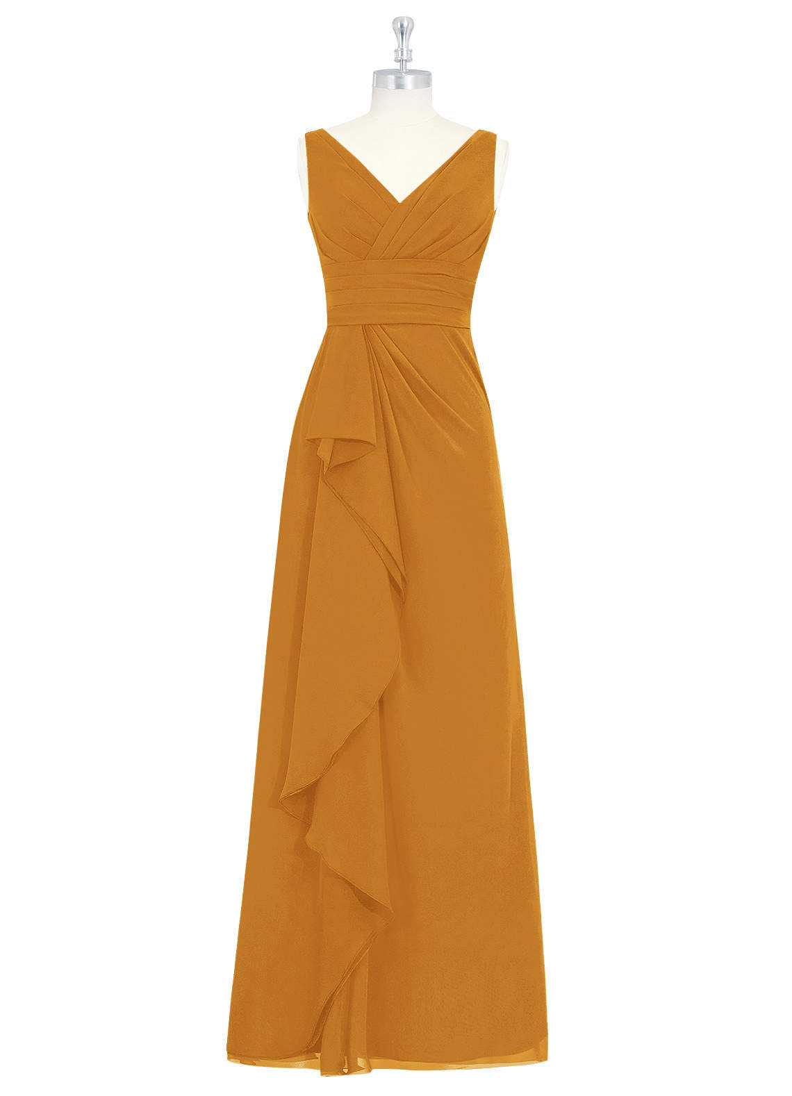 Azazie Julianna Robes de demoiselle d'honneur Robe Trapèze en Mousseline de soie Caramel écossais image5