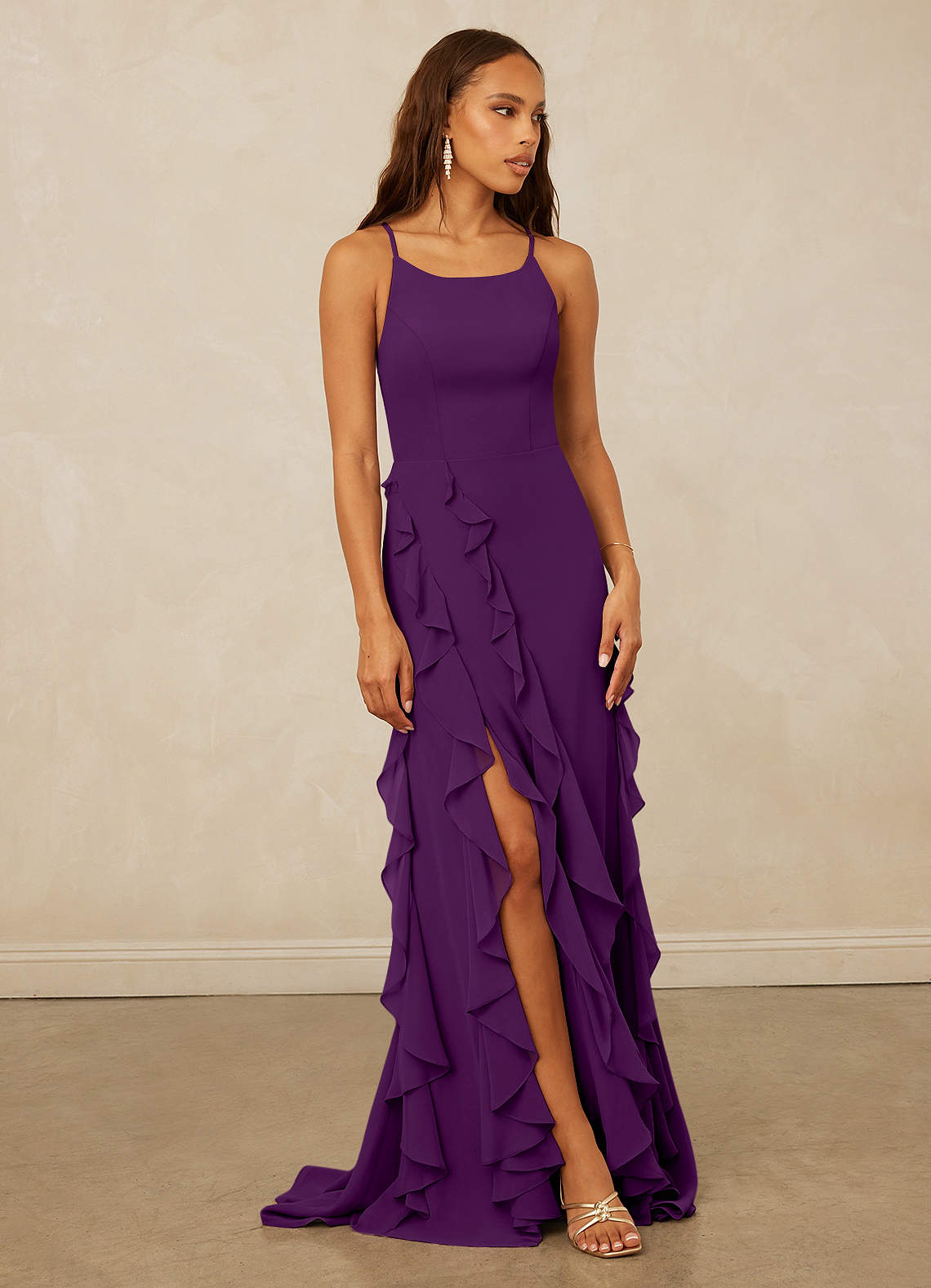 Christian Siriano Bridal for Azazie 1006 Bridesmaid Dresses Grape Mermaid Ruched Chiffon Dress image1