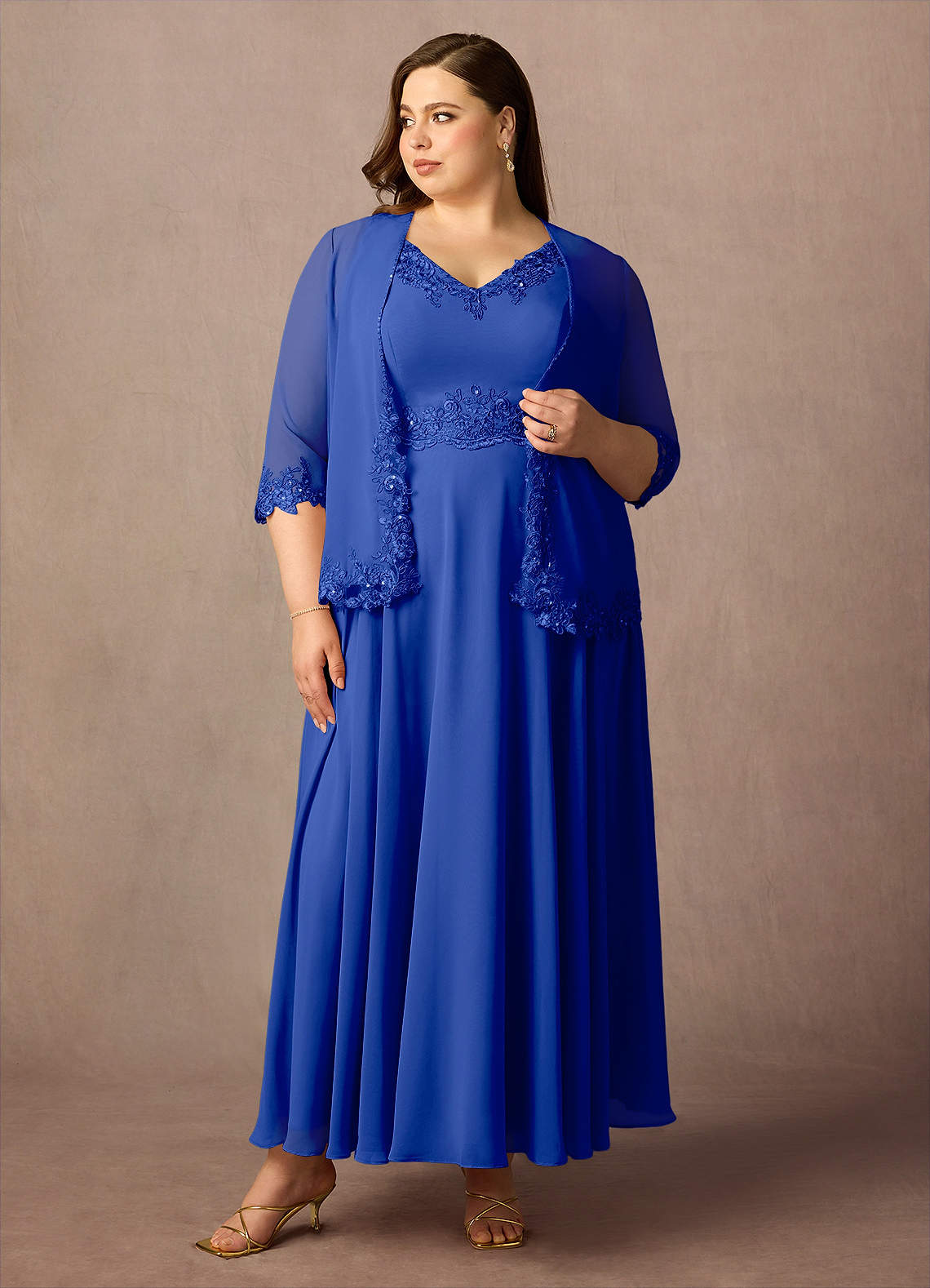 Azazie Devana Mother of the Bride Dresses Royal Blue A-Line Sequins Chiffon Dress image1