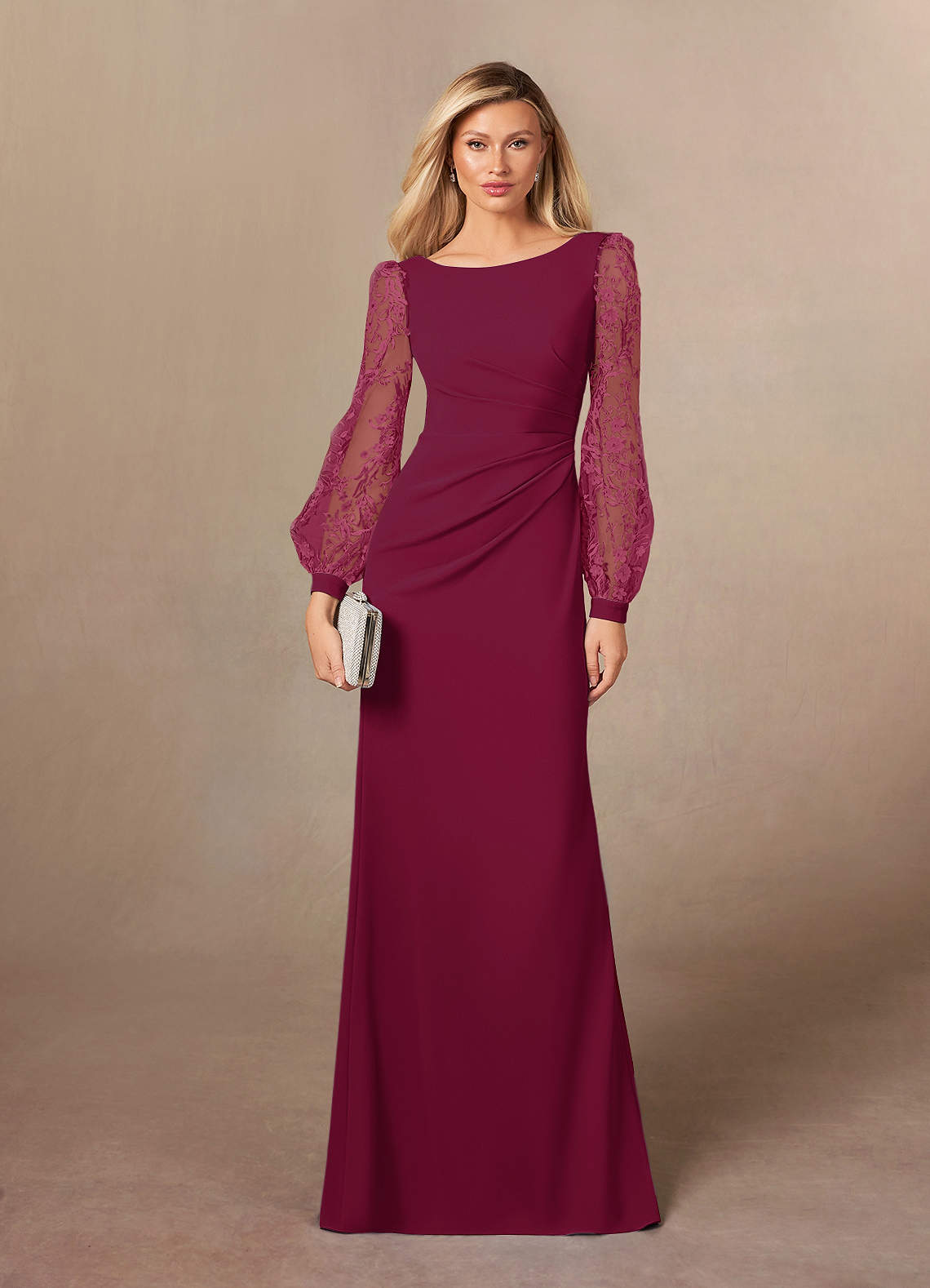 Azazie Susanne Mother of the Bride Dresses Burgundy Mulberry Sheath Lace Dress image1