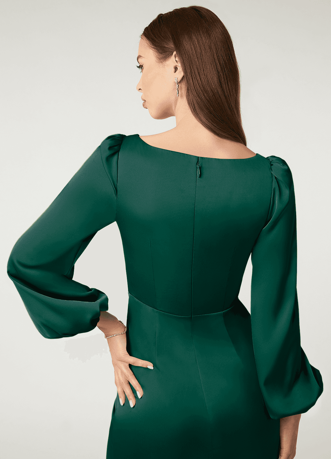 chinese dress ladies Dark Emerald Green Evening Dresses Long Sleeve Beaded Prom Dress 20080   Viniodress