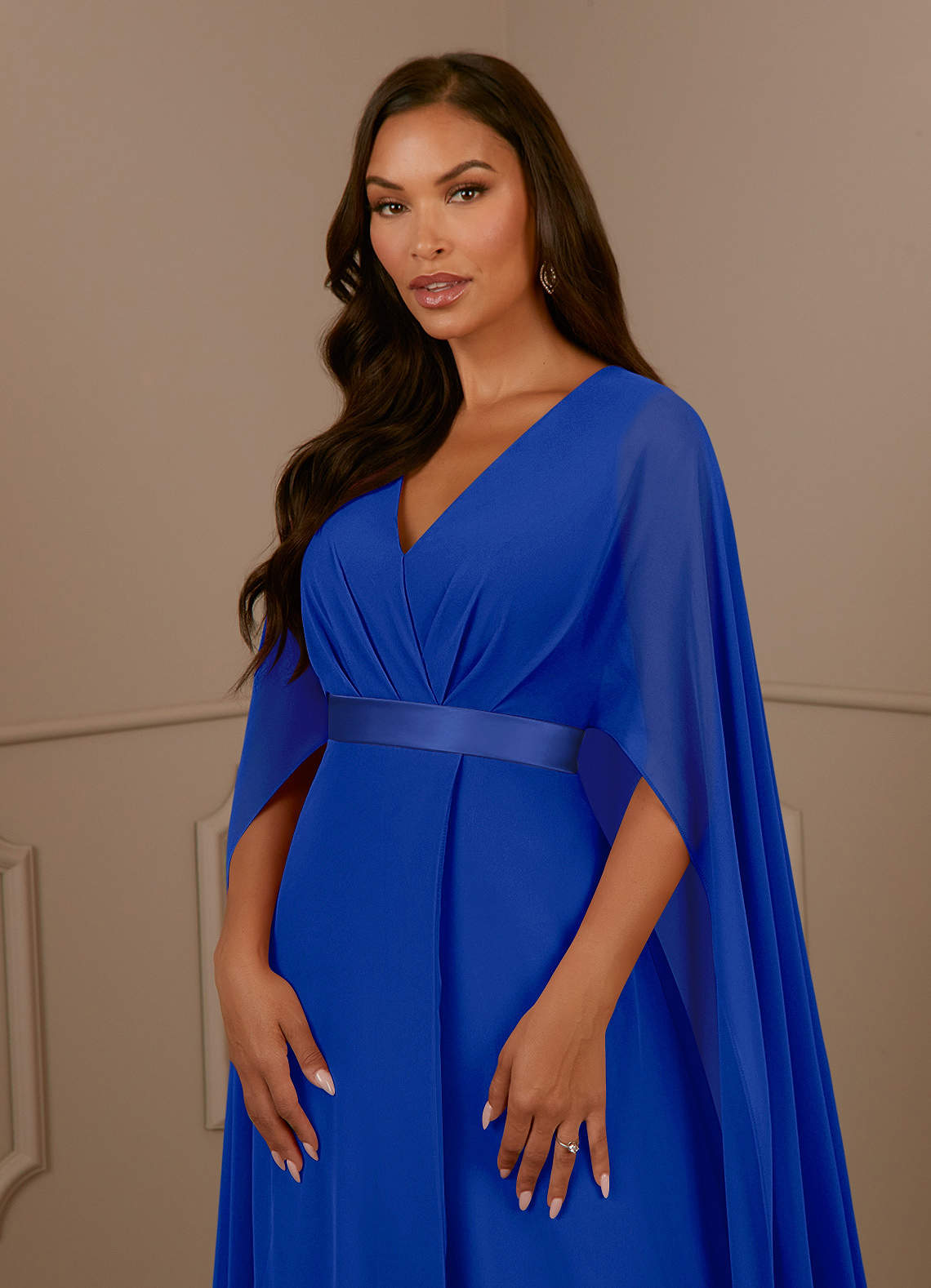 Azazie Isa Royal Blue A-Line V-Neck Pleated Chiffon Dress | Azazie Azazie Isa Royal Blue A-Line V-Neck Pleated Chiffon Dress | Azazie