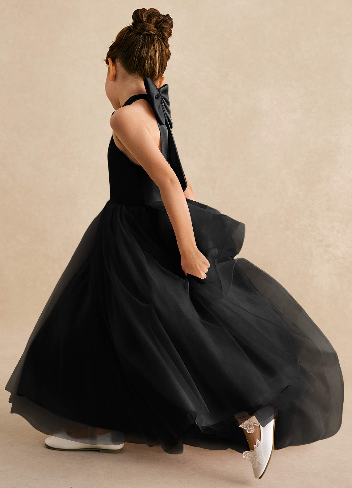 Azazie A-Line/Princess Halter Neck Chapel Train Tulle Flower Girl Dresses - Black Azazie A-Line/Princess Halter Neck Chapel Train Tulle Flower Girl Dresses - Black