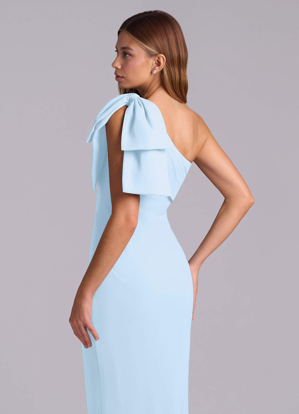 Azazie Yuanna Bridesmaid Dresses Sky Blue Mermaid One Shoulder Chiffon Dress image7