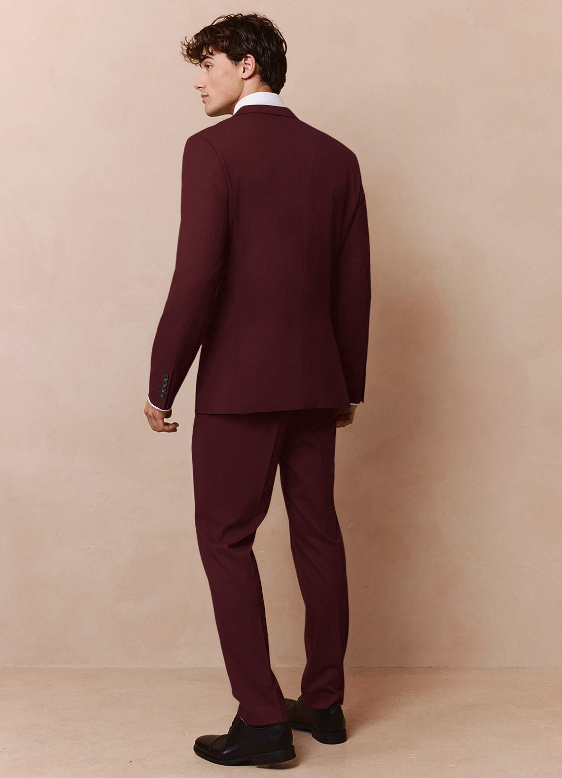 front Savile Burgundy Wool Blend Suit