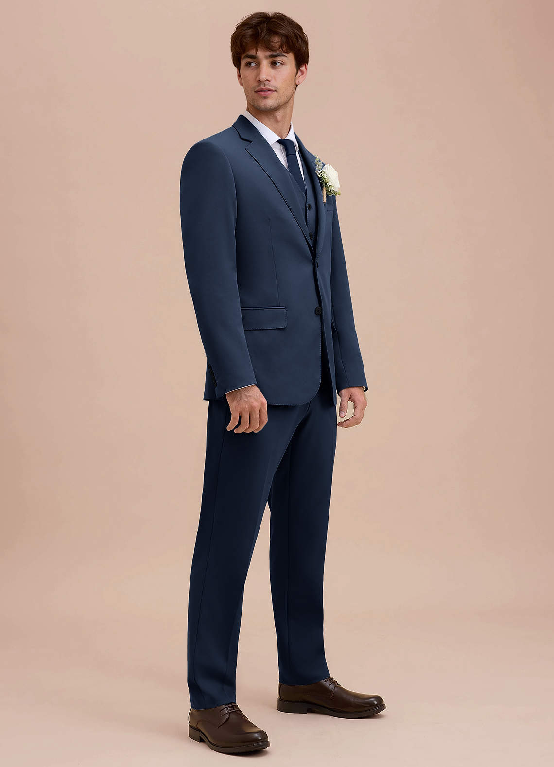 front Ethan Dark Navy Refined Weave 3-piece Suit
