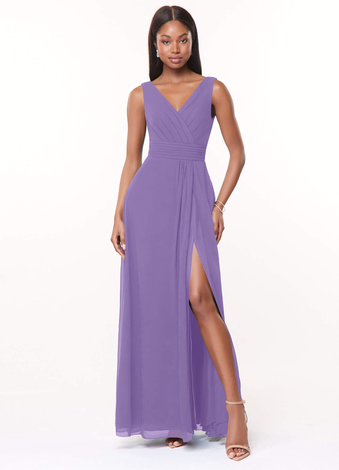 Azazie Karina Bridesmaid Dresses Tahiti A-Line Pleated Chiffon Dress image1