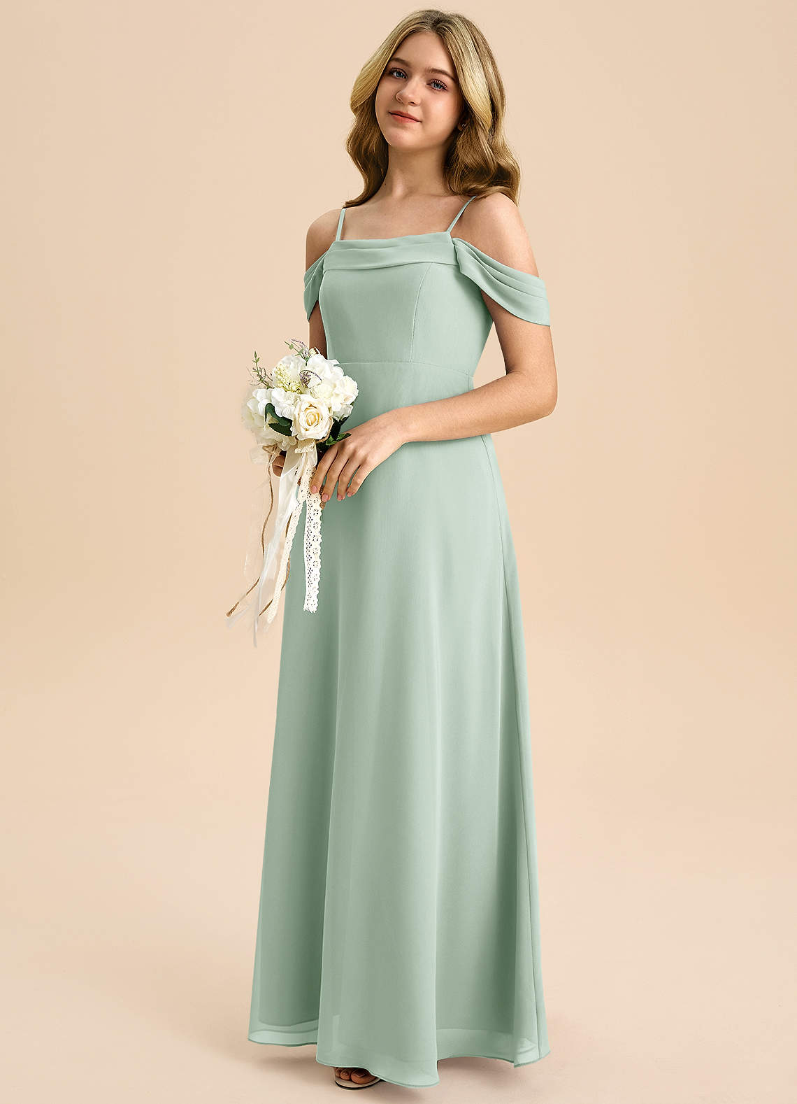 Azazie Anselie Junior Klä av A-Line i Chiffong Av axeln image5