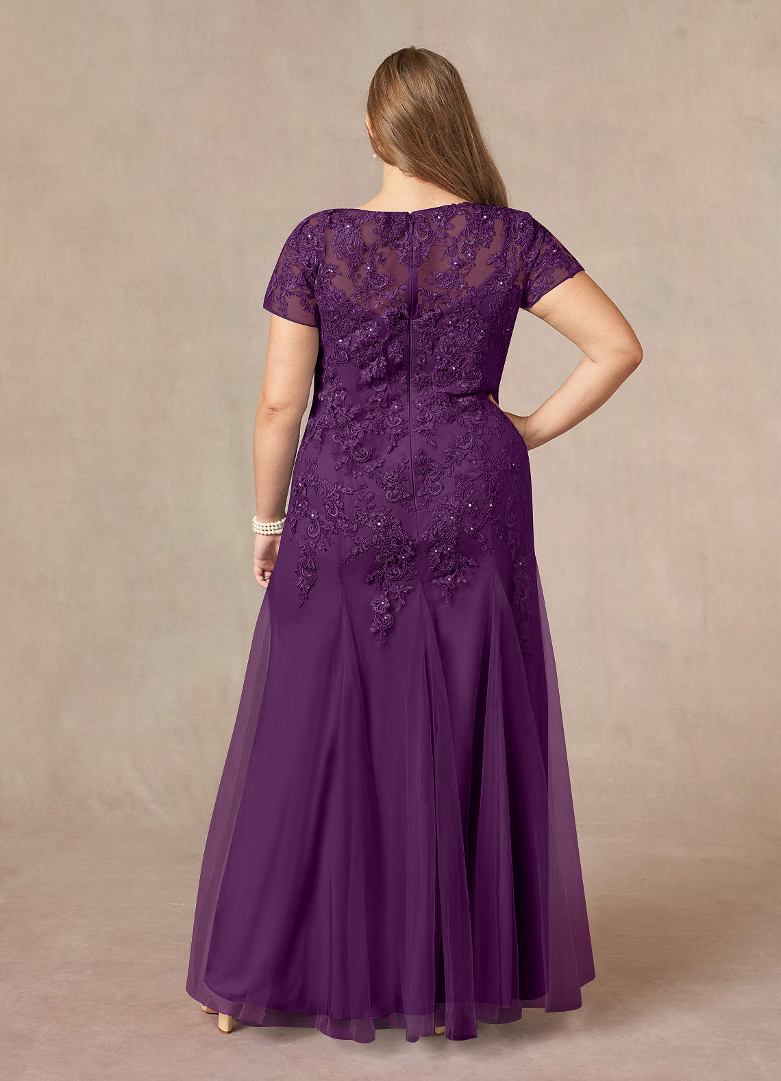 Azazie Laurie Mother of the Bride Dresses Grape Mermaid Scoop Sequins Tulle Dress image9