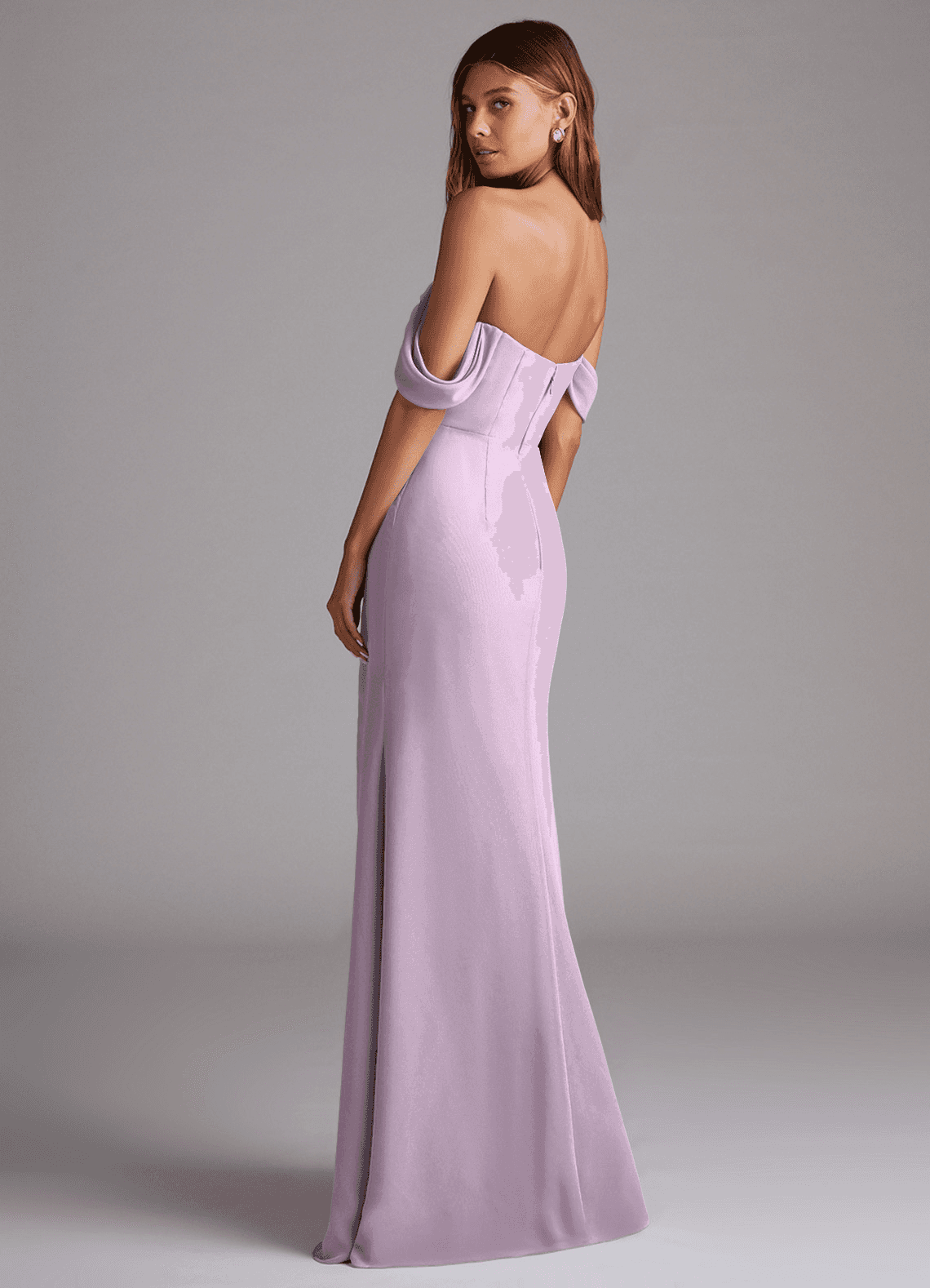 Azazie Saige Bridesmaid Dresses Frosted Lilac A-Line Off the Shoulder Chiffon Convertible Dress image7