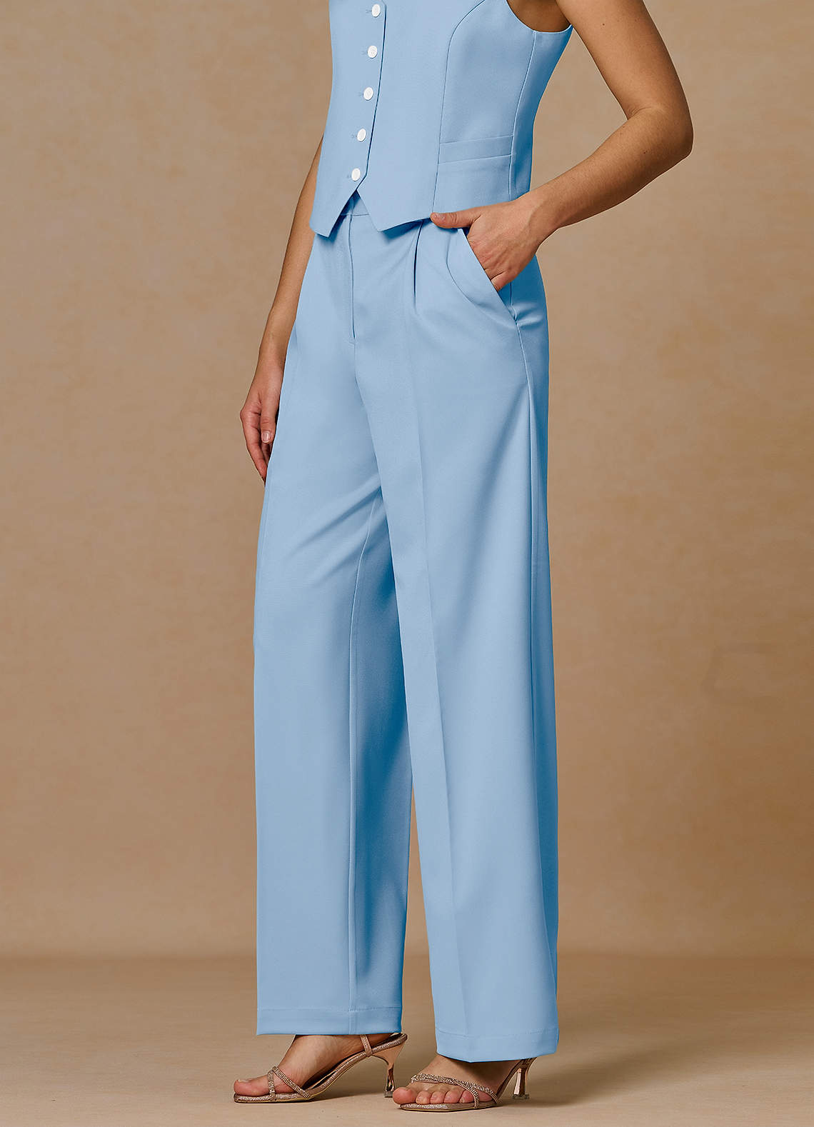 front Rowan Sky Blue Refined Weave Performance pants