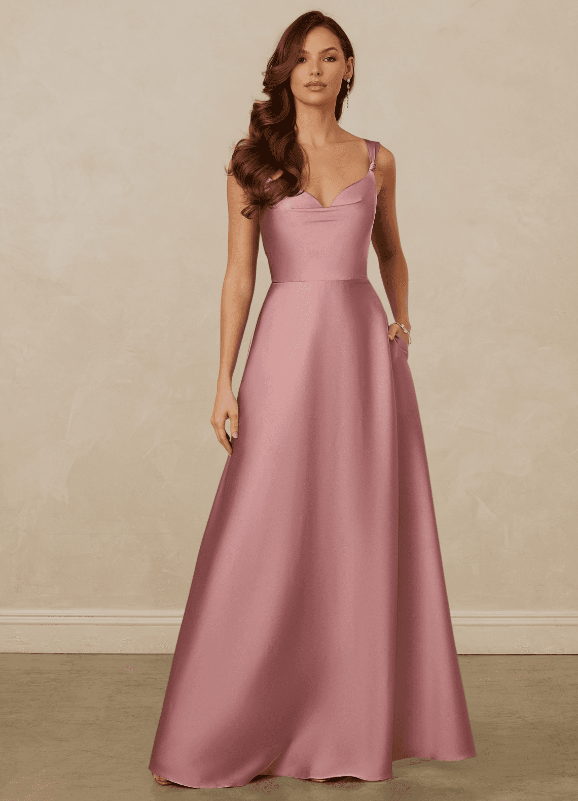 Christian Siriano Bridal for Azazie 1001 Brautjungfernkleider A-Linie Herzausschnitt Stretch-Satin Kleid Altrosa image1
