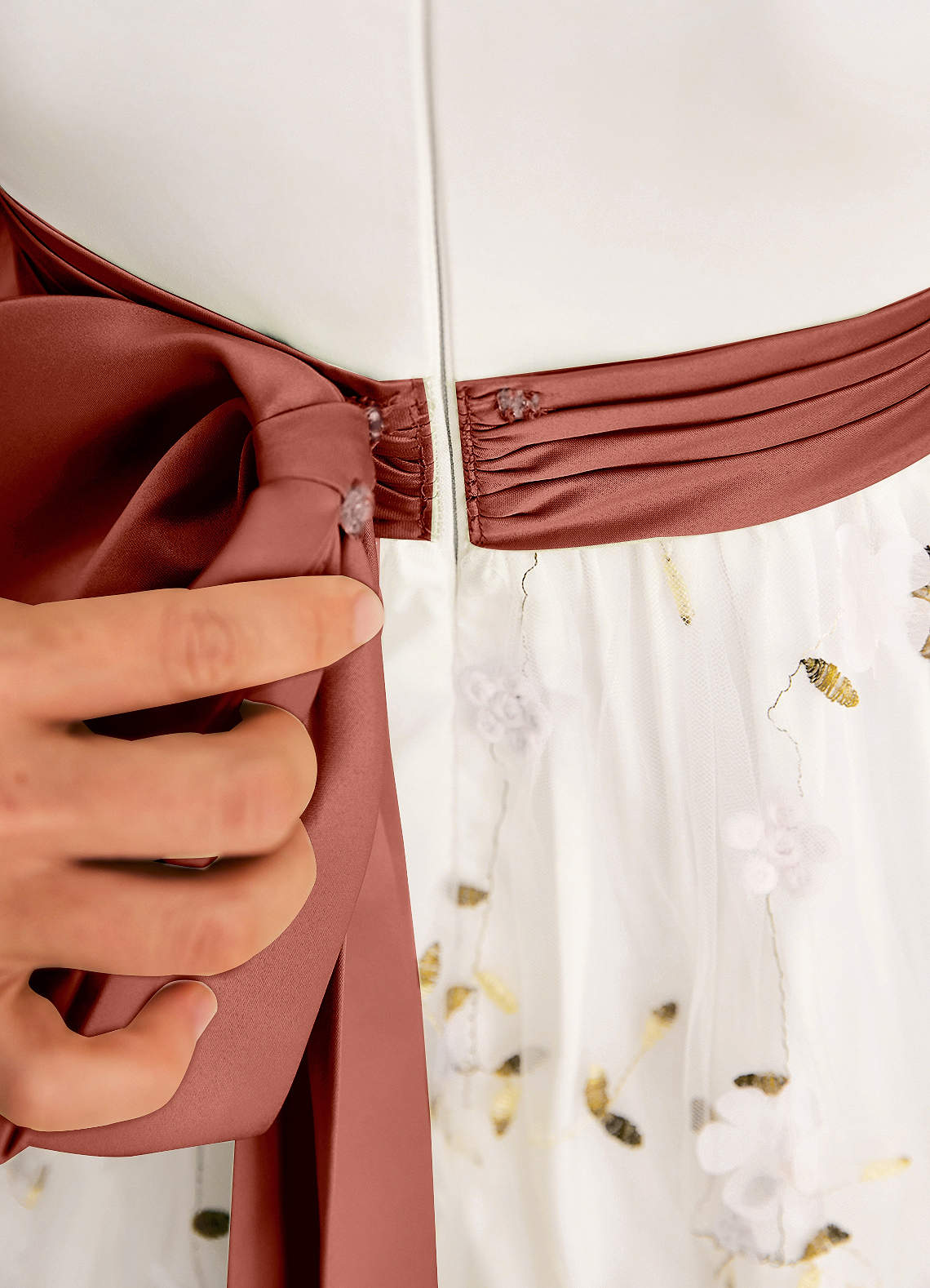 Azazie Pollie Flower Girl Klänningar Klä A-Linje i Tyll Rosett image6