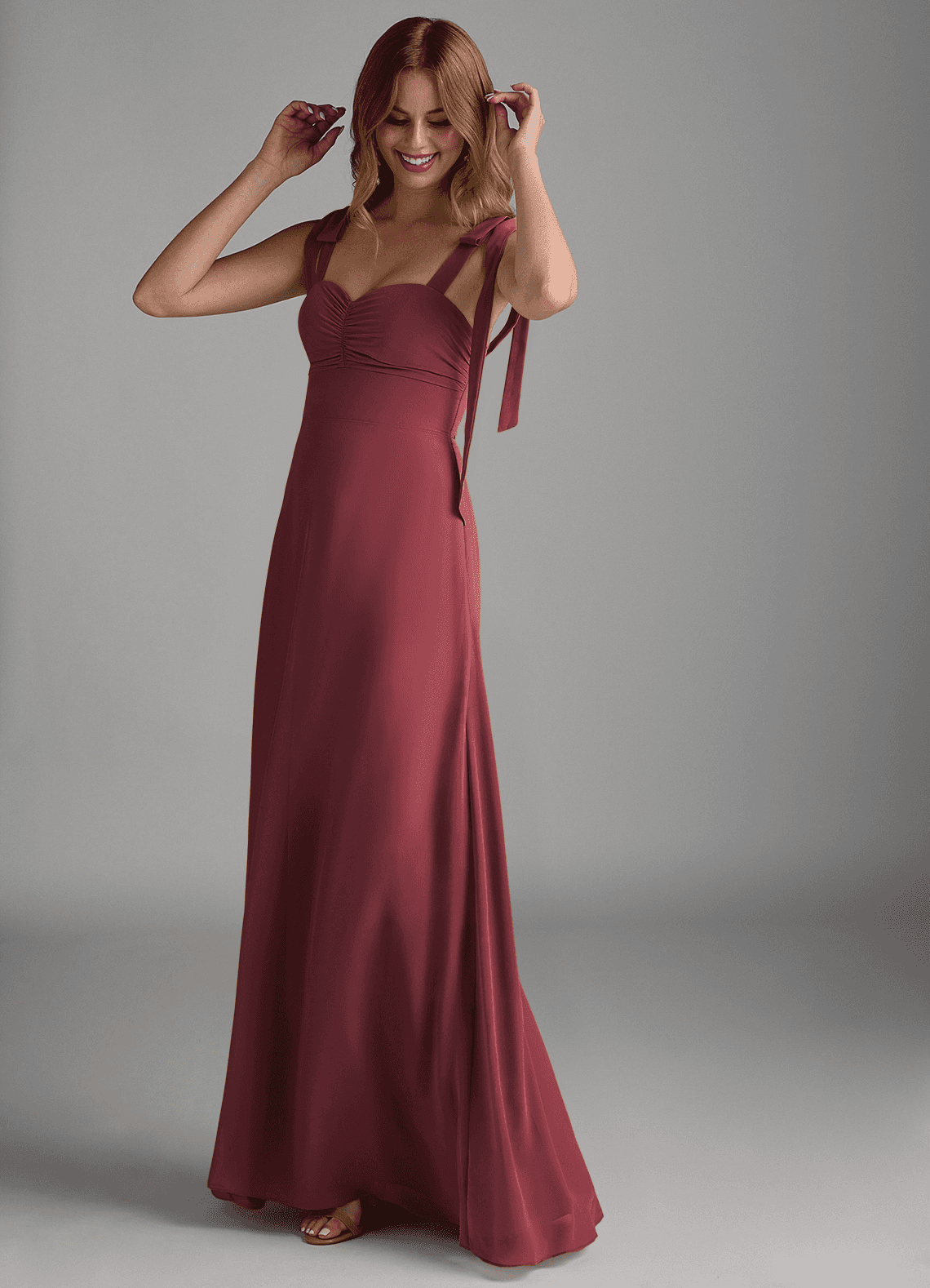strapless open back dress GBD199 Gray V Neck Chiffon Bridesmaid Dress main image 1