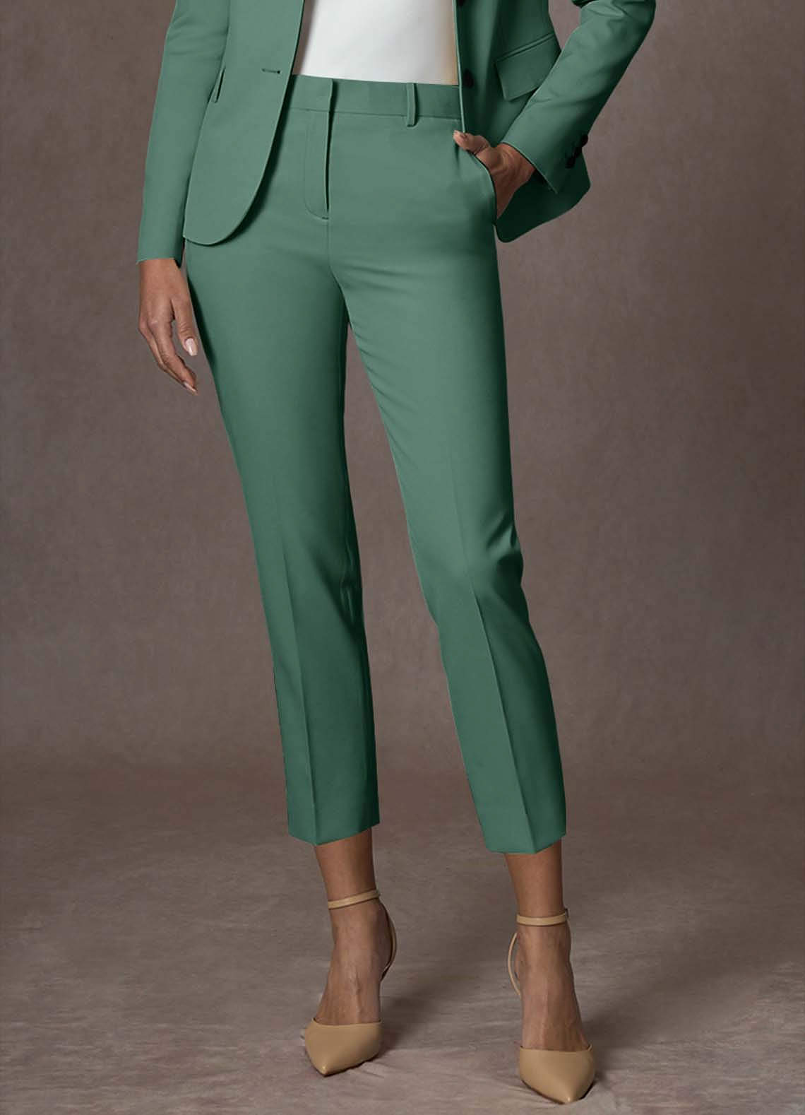 front Whitney 유칼립투스 구조화된 스트레치 크롭 드레스 팬츠