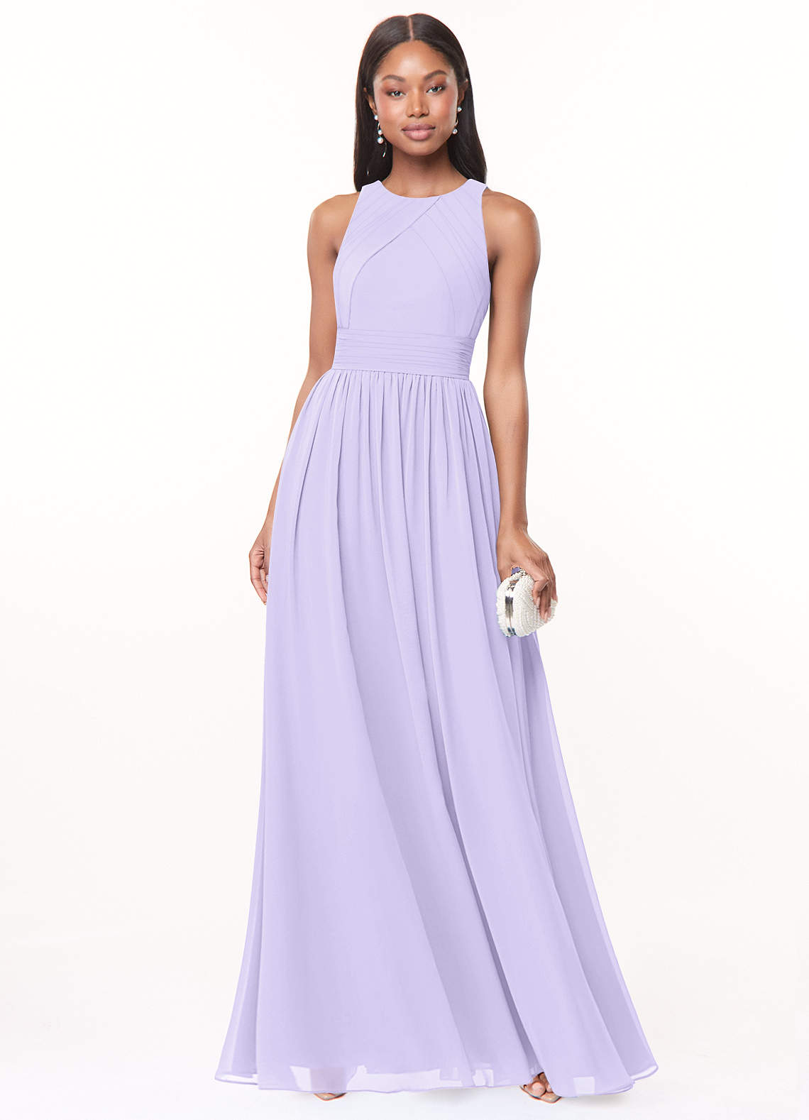 Azazie Harper Bridesmaid Dresses Lilac A-Line Pleated Chiffon Dress image1