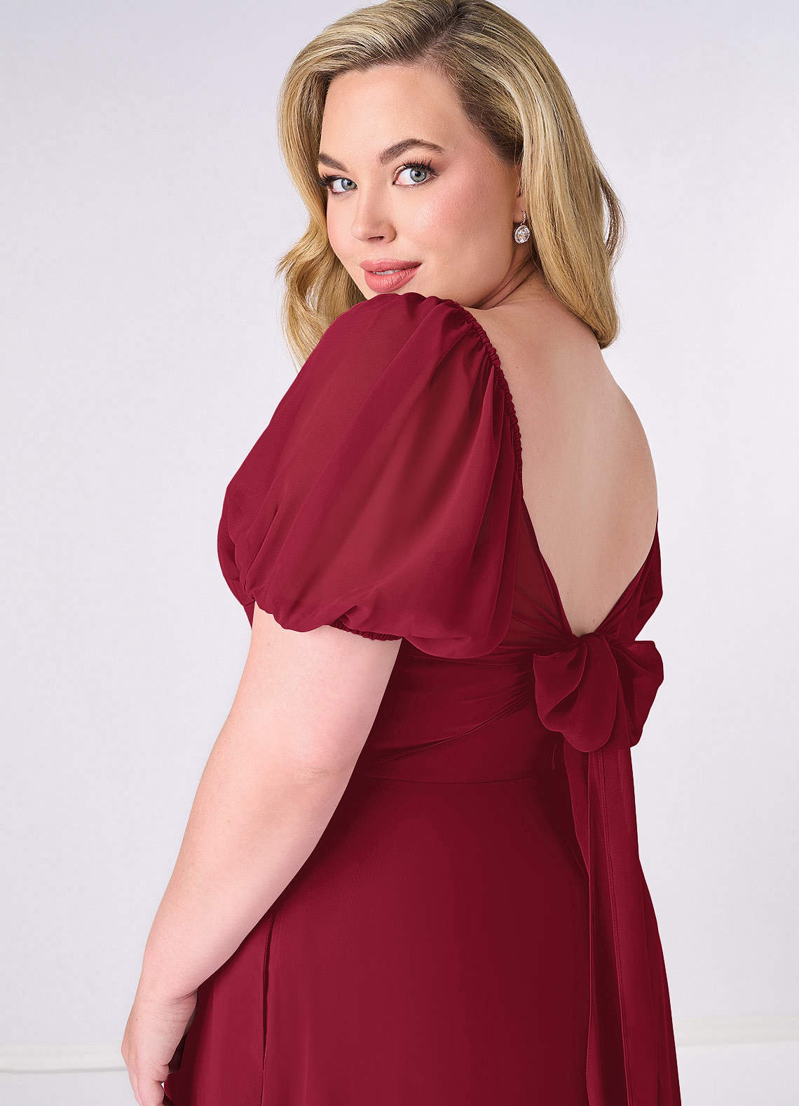 Barbie ♥ Azazie Bridesmaid Dresses Burgundy A-Line Pleated Chiffon Dress image10