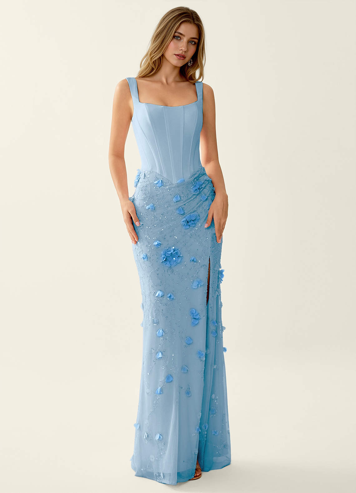 sae.mermaid.blueさん12-16-7 Azazie Velli Dusty Blue Stretch Satin Bridesmaid Dresses | Azazie