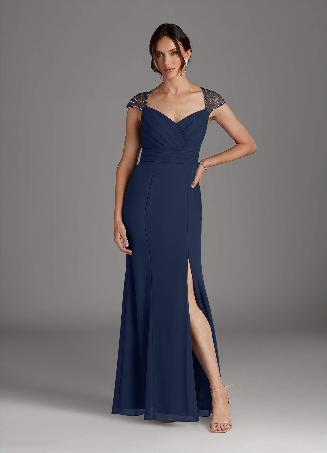white christmas dresses Akhl Draped Chiffon Sequin Gown