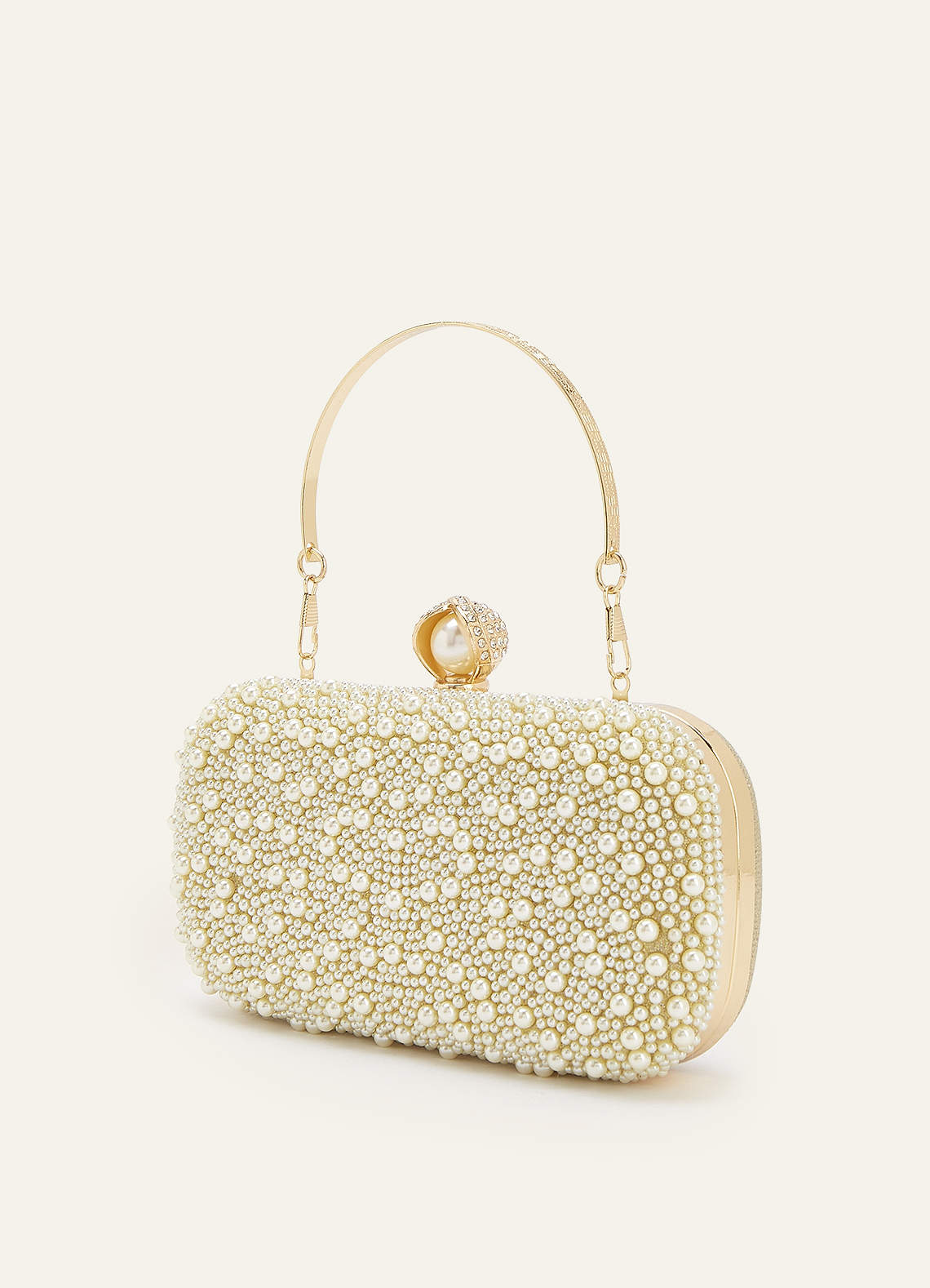 front Pearl Adorned Clutch