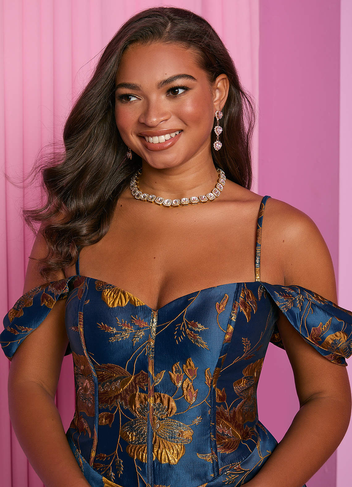 Barbie™ ❤ AZAZIE 4014 Off-the-Shoulder Brocade A-Line Dress Ready