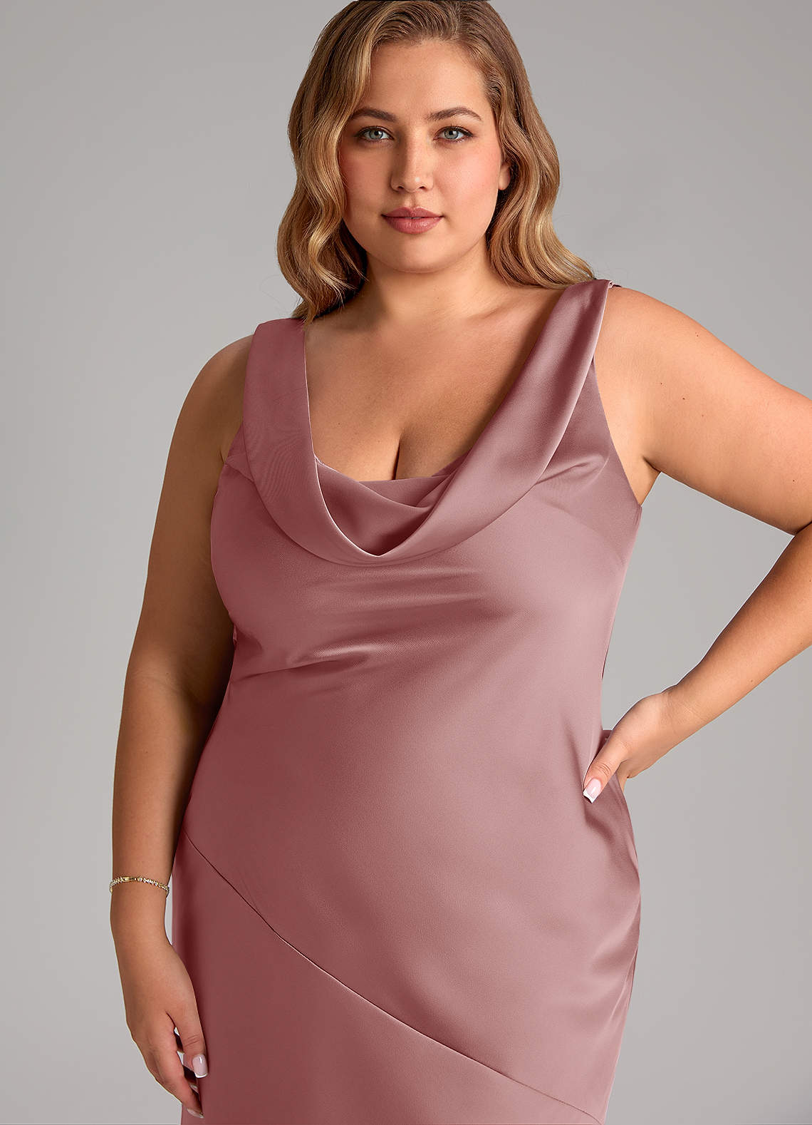 Azazie Rylina Bridesmaid Dresses Dusty Rose Mermaid Stretch Satin Dress image10