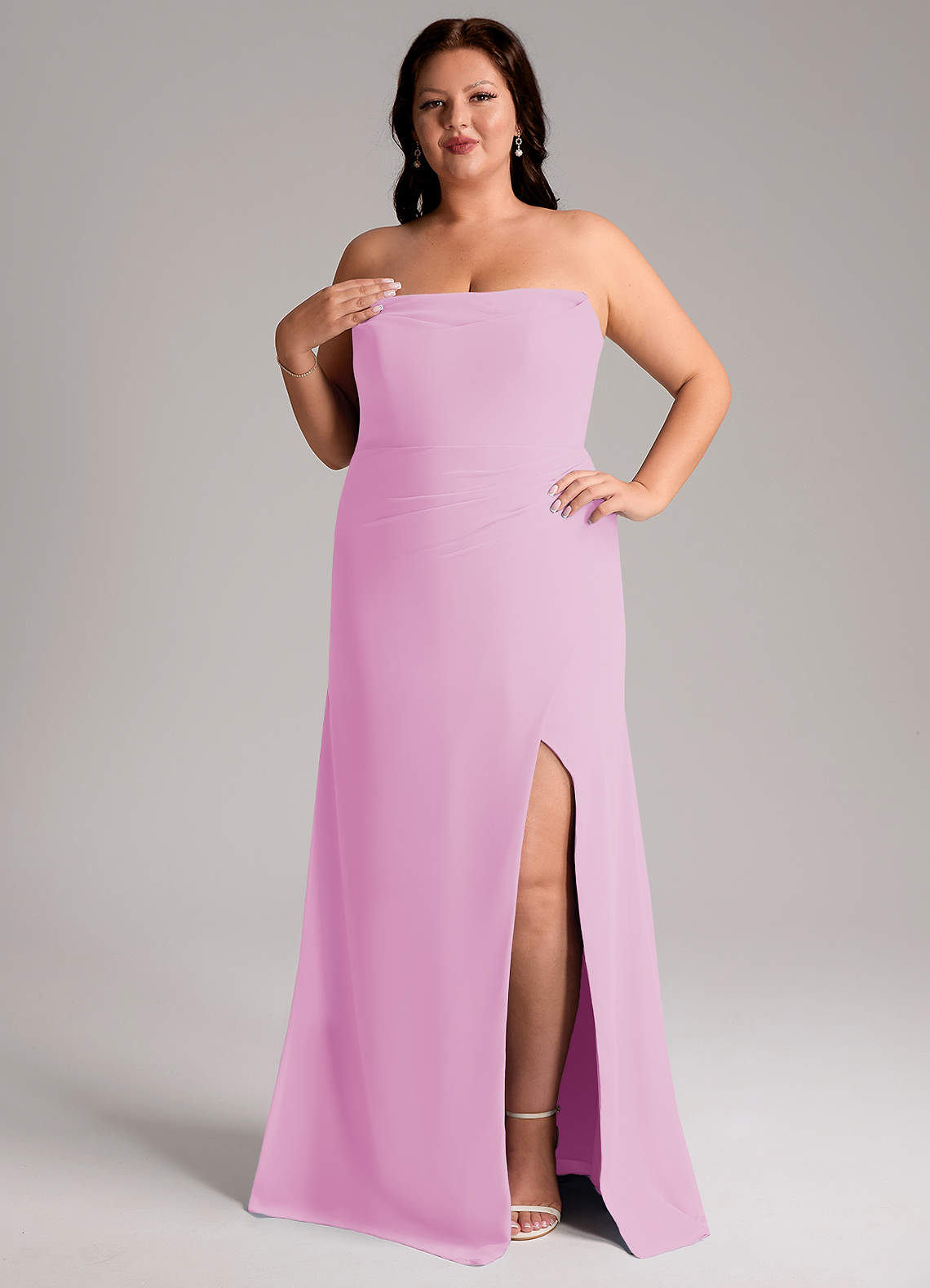 Azazie Leonis Candy Pink Chiffon Bridesmaid Dresses | Azazie