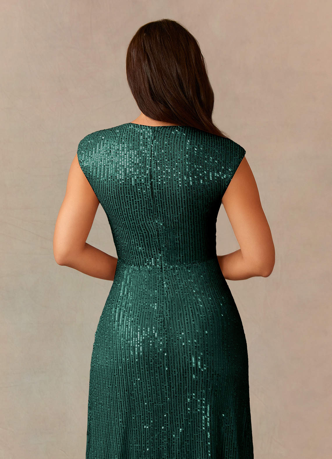 Upstudio Sacramento Dark Green A-Line V-Neck Ruched Sequins Dress Ready to  Ship | Azazie AU