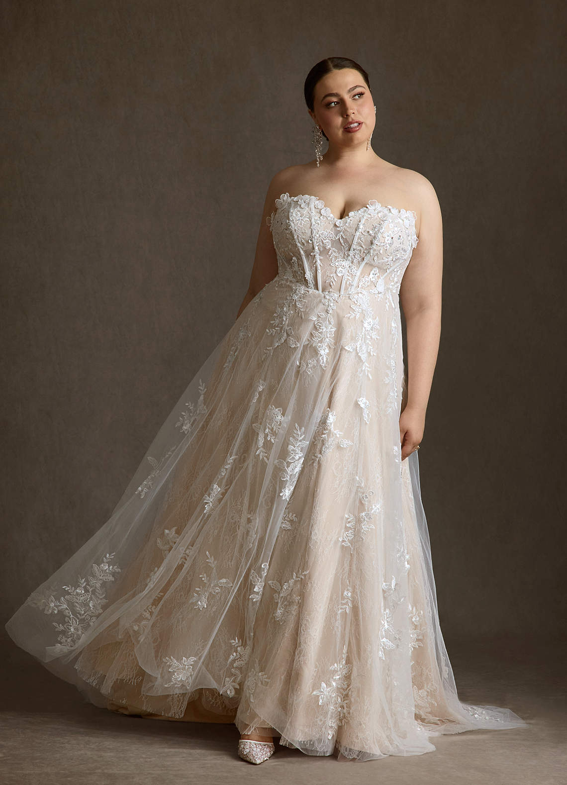 Azazie Florentina Diamond White Champagne A-Line Sweetheart