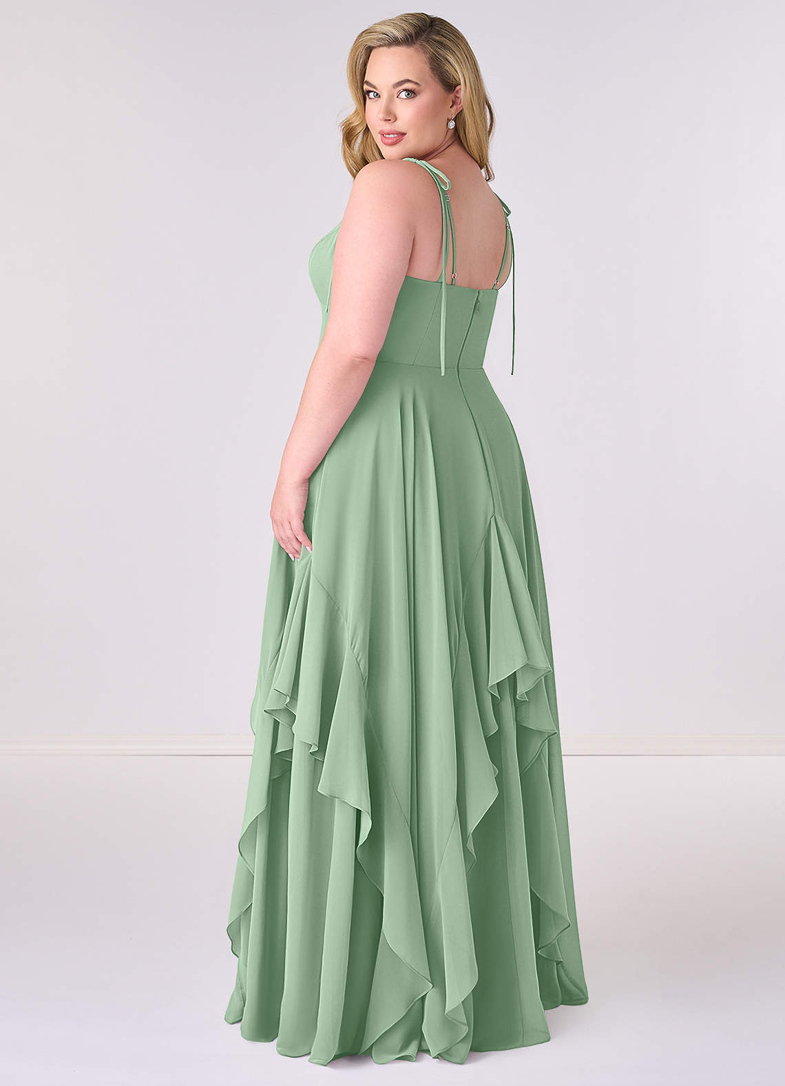 Barbie ♥ Azazie Bridesmaid Dresses V-neck Chiffon Tiered A-line Dress image6