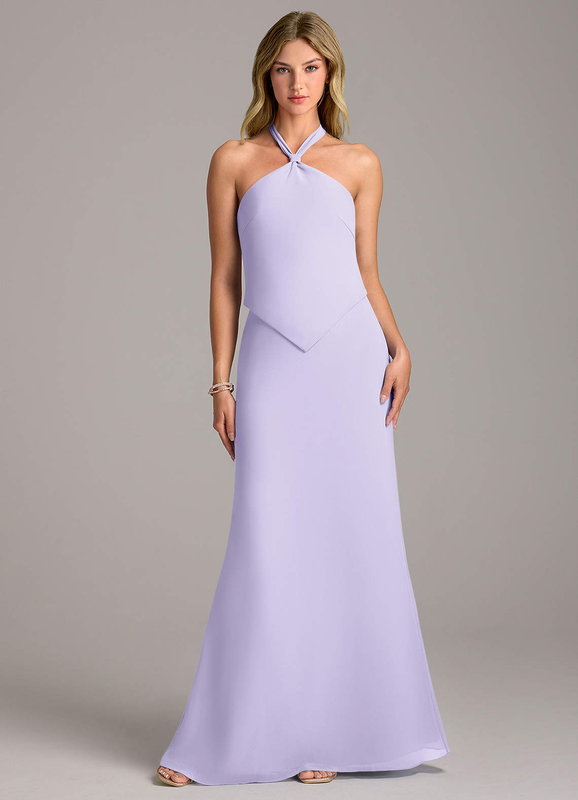 Azazie Keisha Brautjungfernkleider Etui Chiffon Kleid Flieder image1