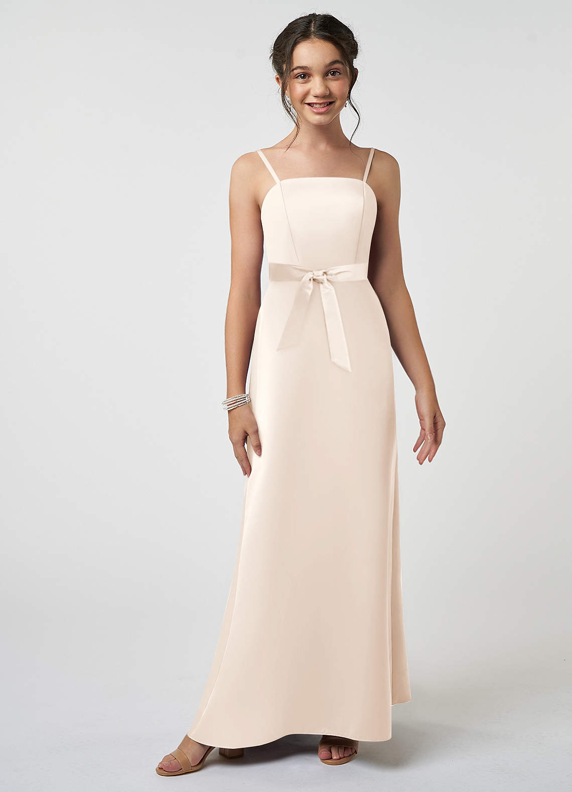 Azazie Anina Junior Ready to Ship Bridesmaid Dress in White Alabaster |  Azazie