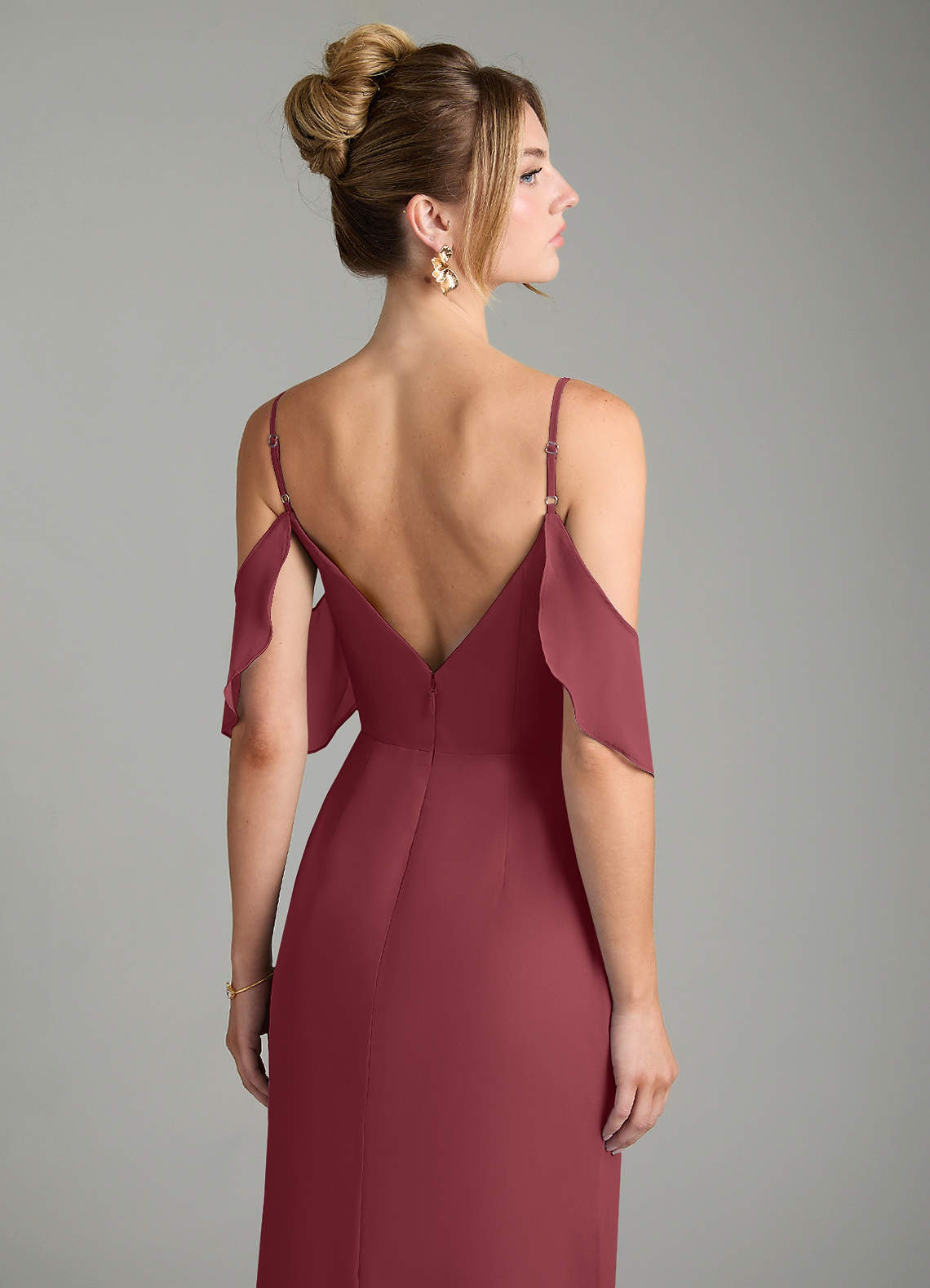merlot chiffon dress Evening Grace Chiffon Midi Dress in Merlot Curves 2XL / Merlot