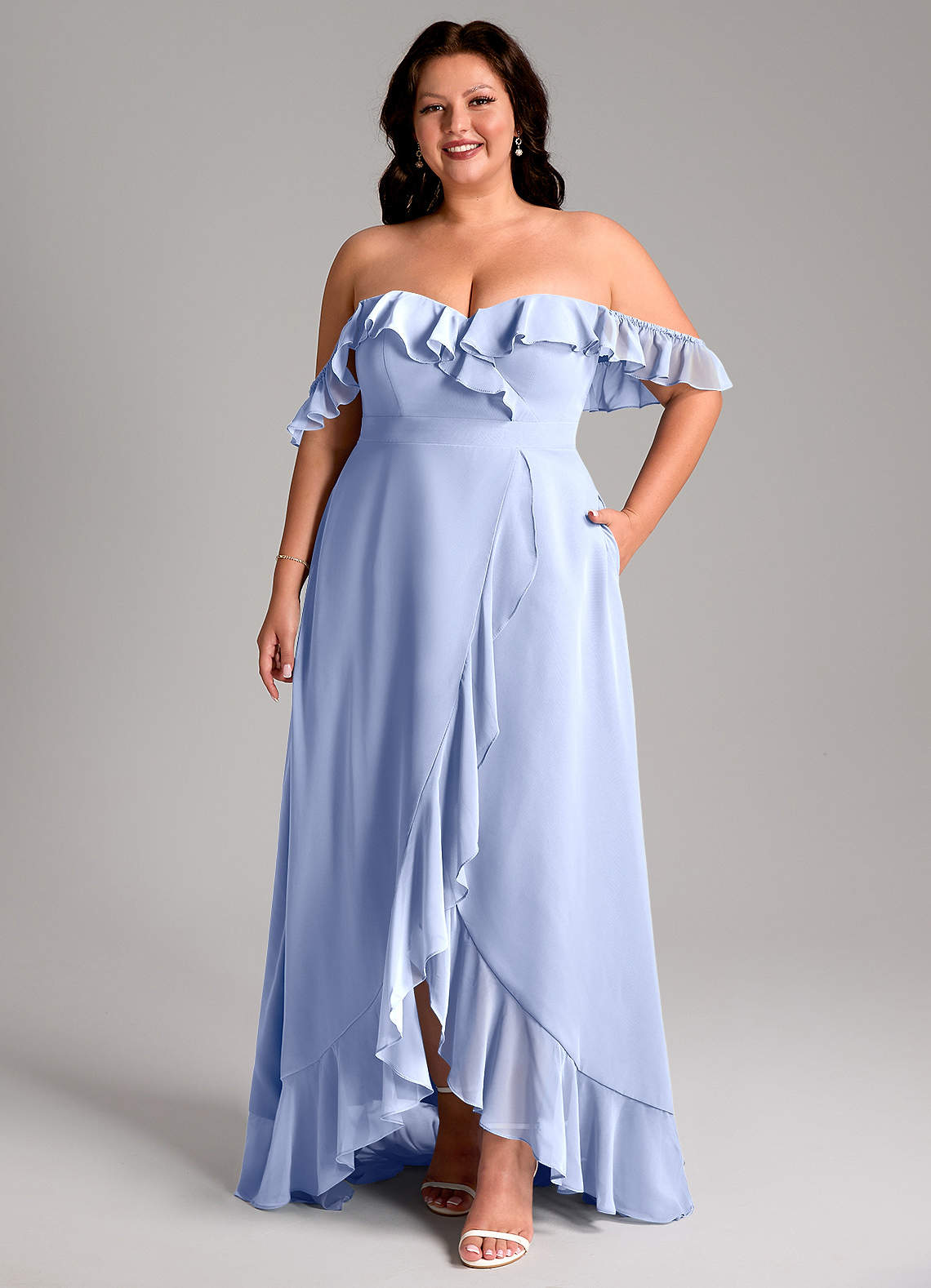 Azazie Lyra Bridesmaid Dresses Ice A-Line Chiffon Convertible Dress image1