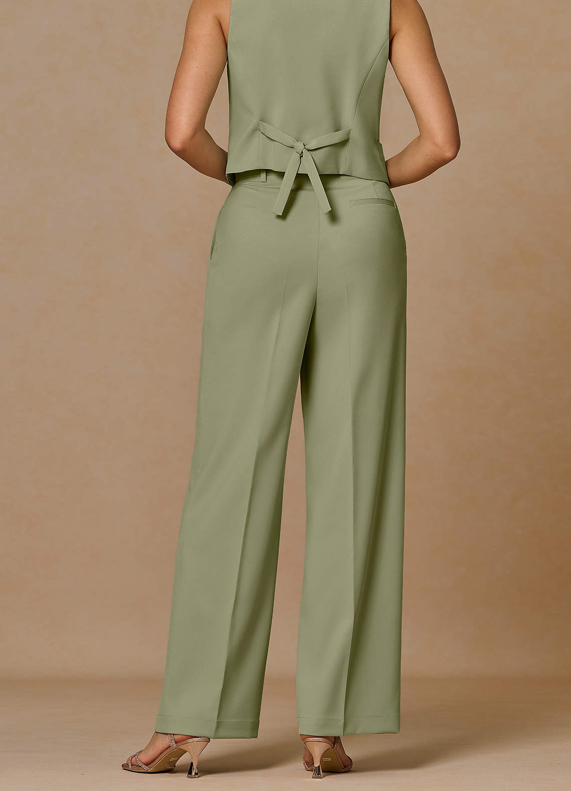 front Rowan Pistachio Refined Weave Performance pants