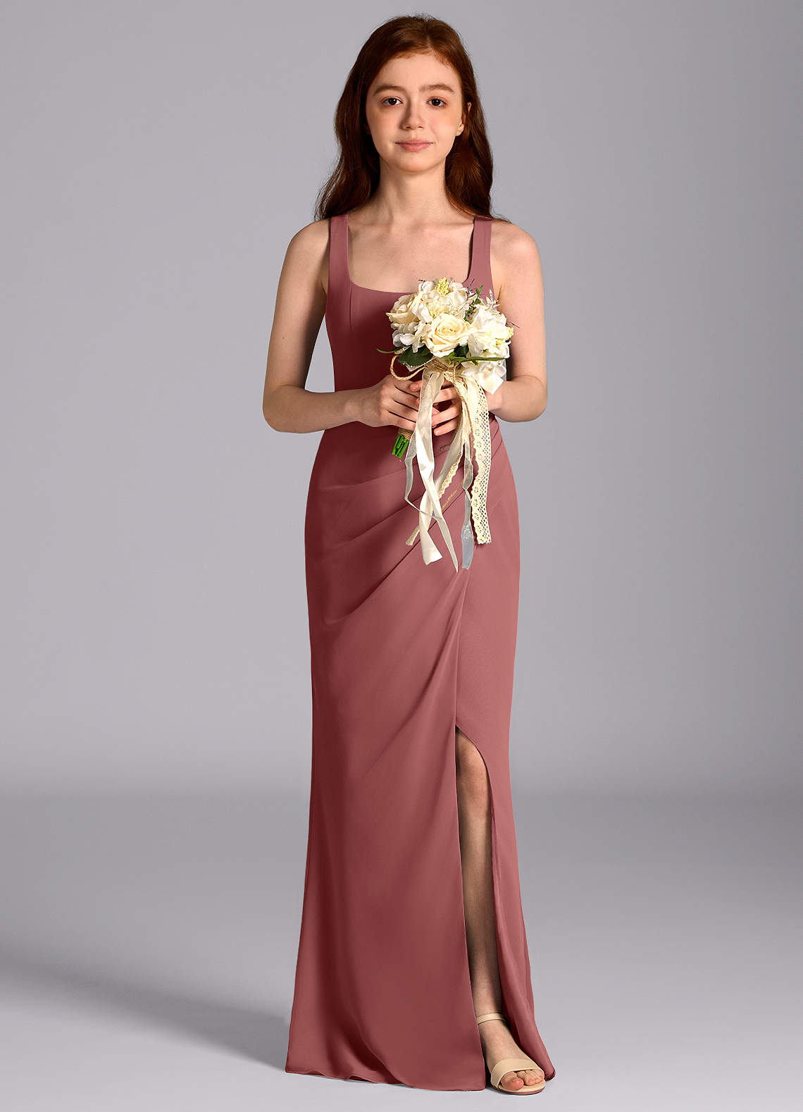 Azazie Mero Junior Amethyst Mermaid Pleated Chiffon Dress image1