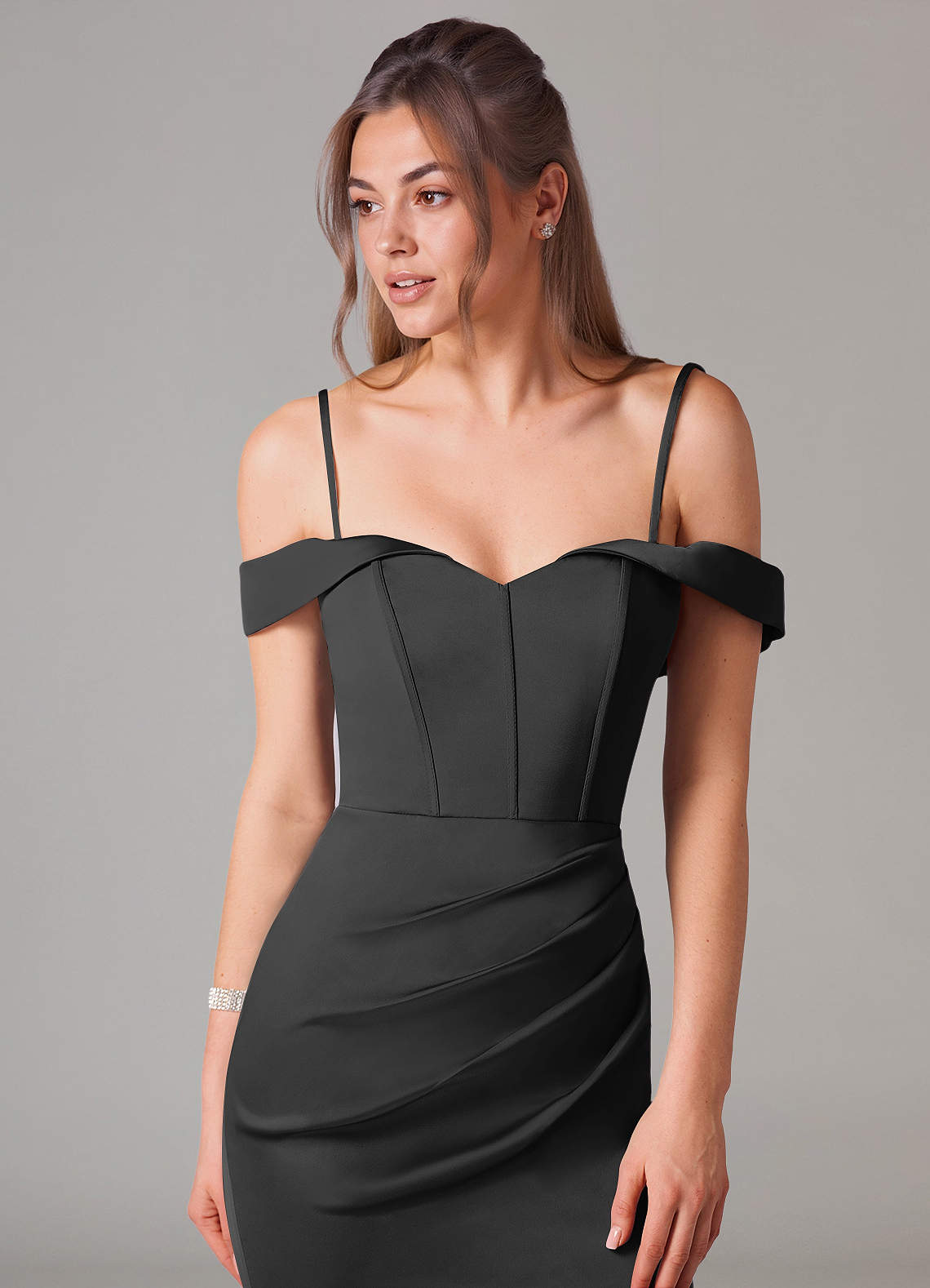 everly bridesmaid dresses Azazie Ready to Ship Black Stretch Satin size:US12 flare dress with a event:Graduation 25 Black Jeans Outfit