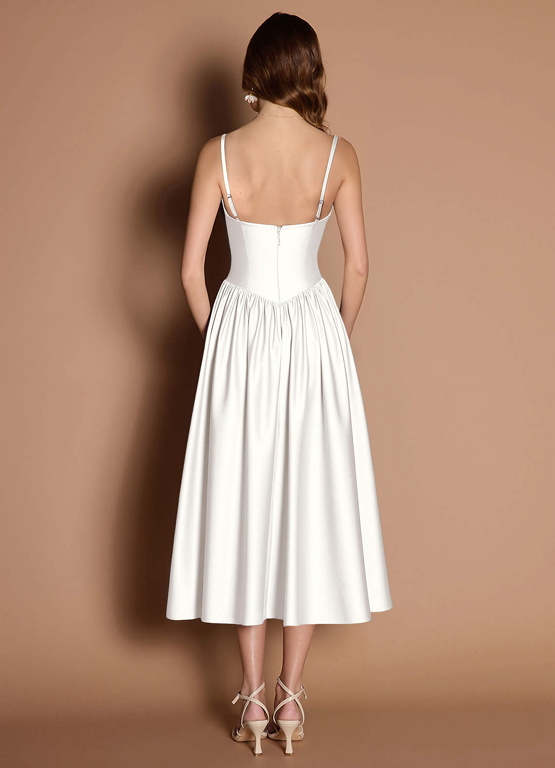 Azazie Ottilie Wedding Dresses Diamond White A-Line Sweetheart Neckline Stretch Satin Dress image1