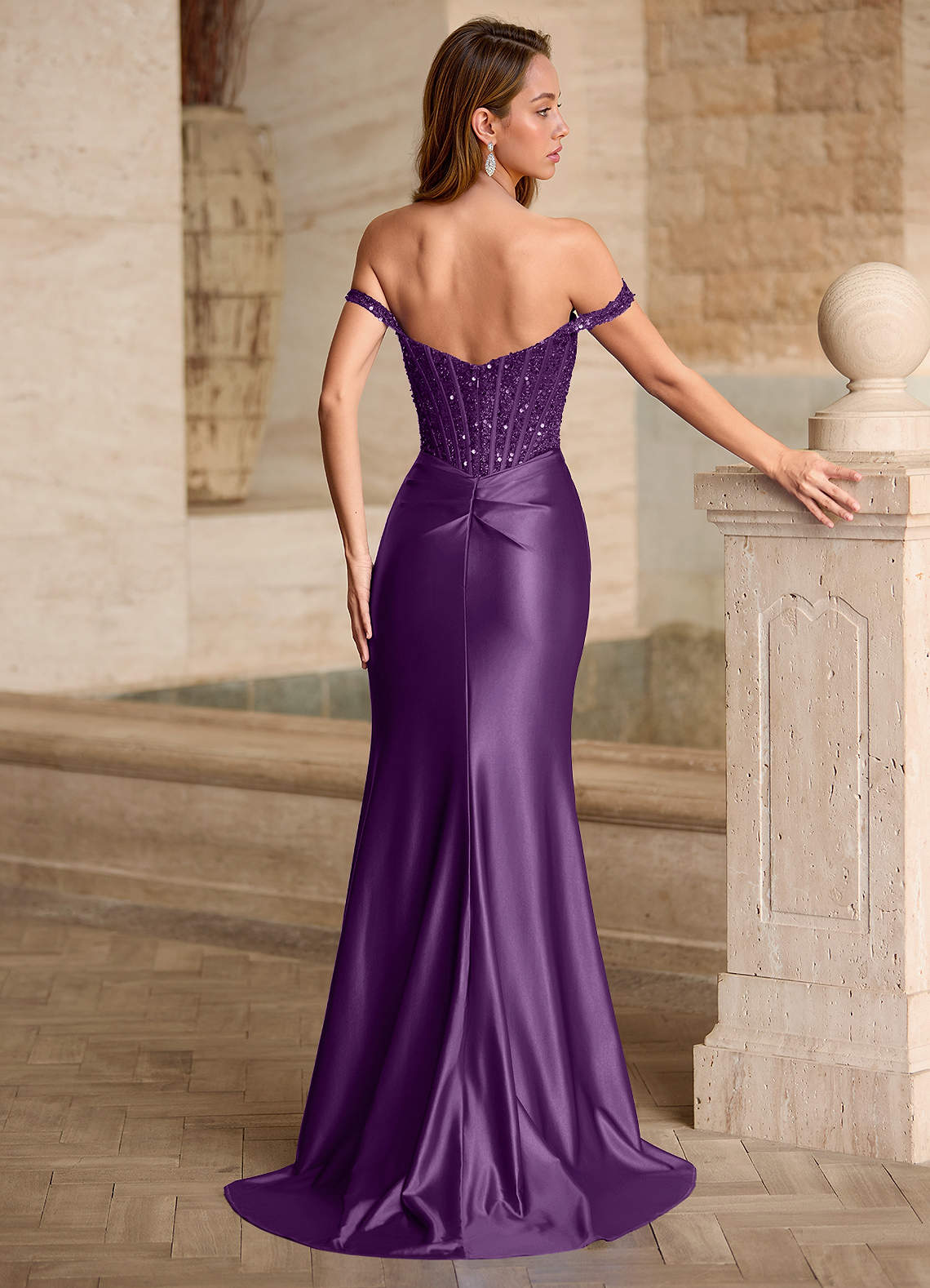 Valeria Purple Velvet Sequins Corset Satin Prom Dress | Azazie Valeria Purple Velvet Sequins Corset Satin Prom Dress | Azazie