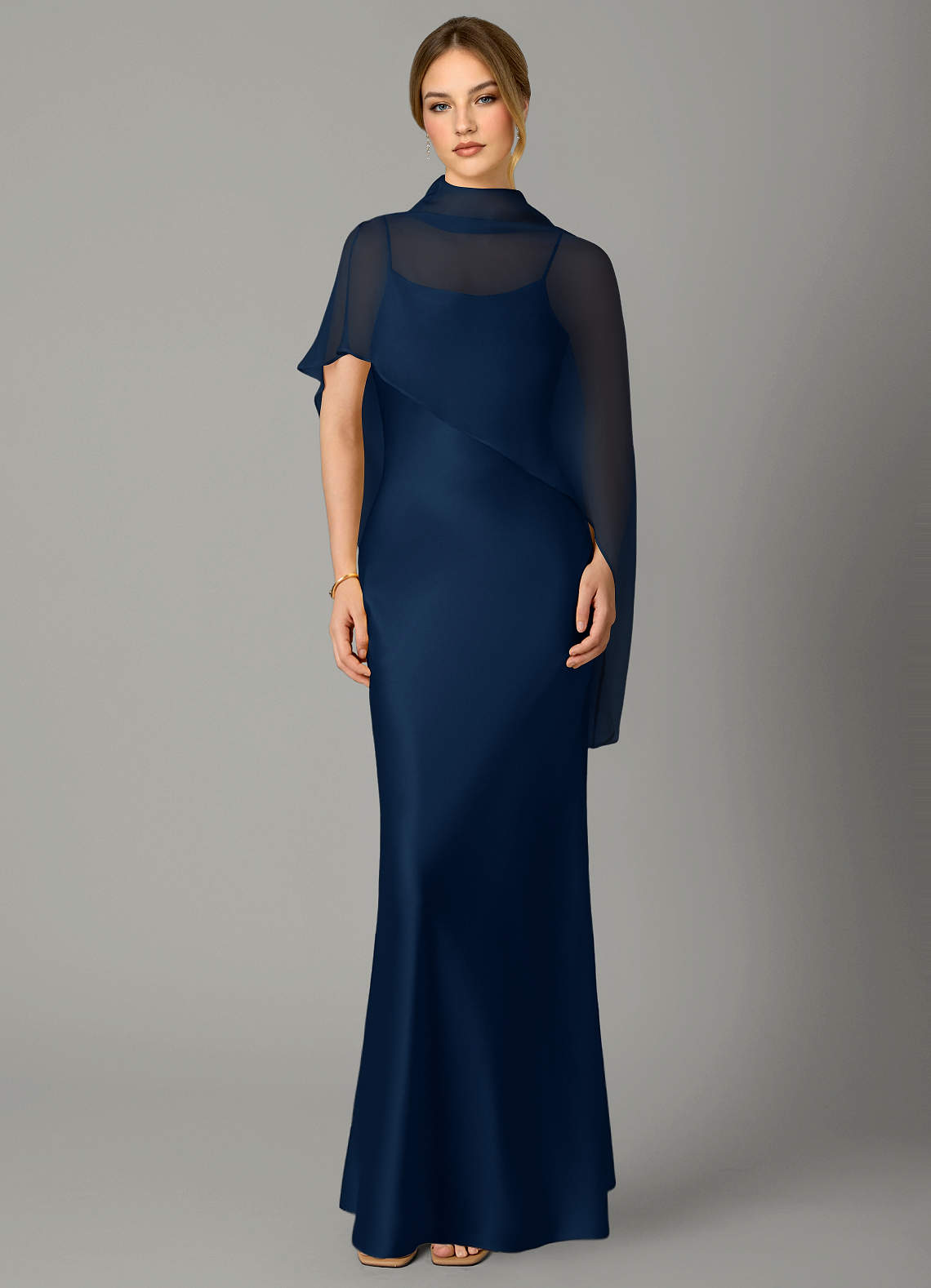 Azazie Jaleesa Dark Navy Stretch Satin Bridesmaid Dresses | Azazie