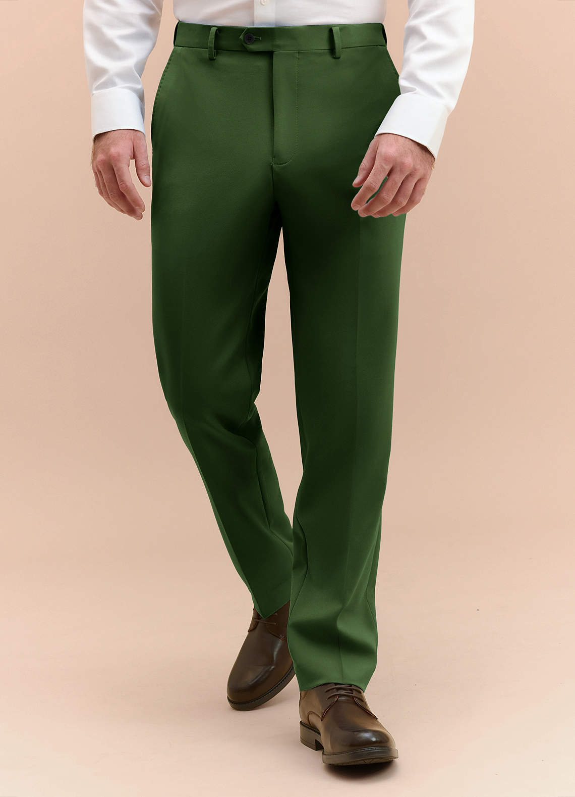 front James Olive Structured Stretch Dress Pants