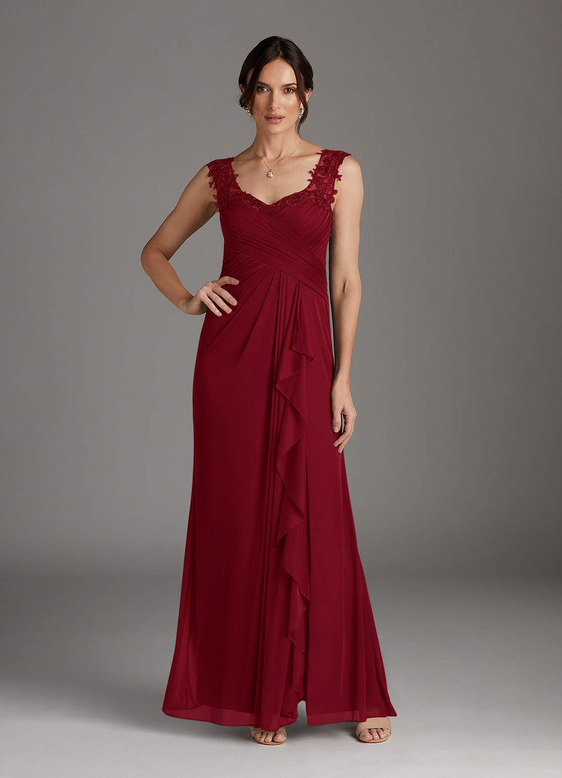 knee length dresses for ladies Mia Pleated Mesh Dress - Burgundy 10