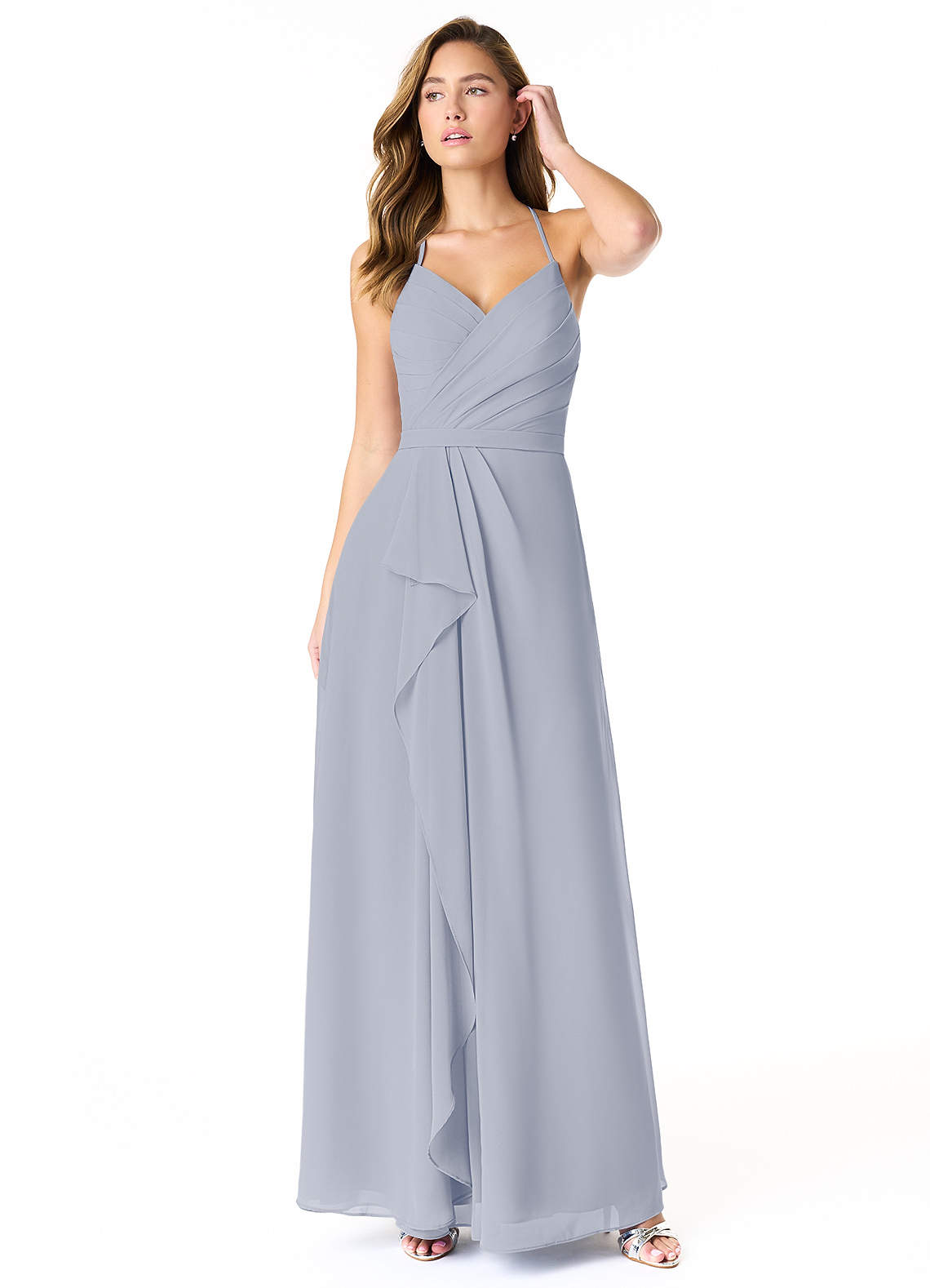 Azazie Dawn Final Sale Agave A-Line Pleated Chiffon Dress image1