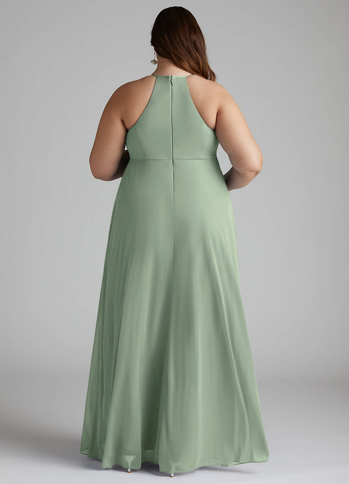 Azazie Annabelle Maternity Bridesmaid Dresses A-Line V-Neck Pleated Mesh Floor-Length Dress image7