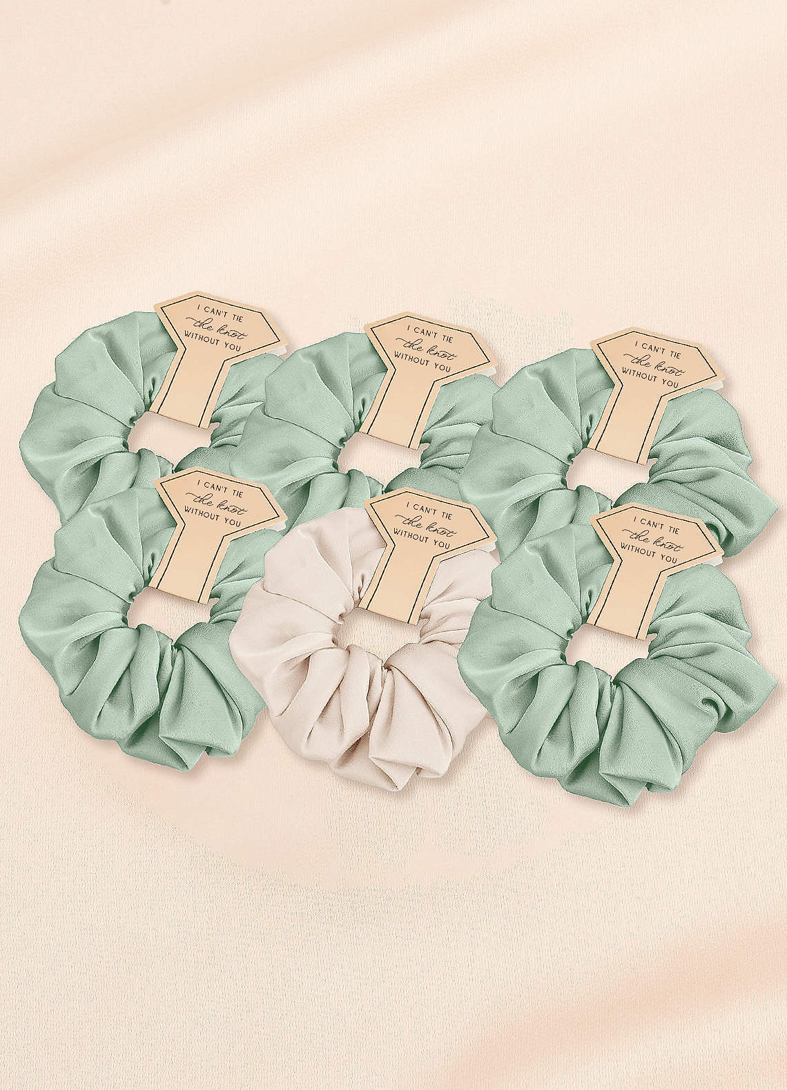 front Six-Piece Mixed Color Bridesmaid Stretch Satin Over Size Scrunchie Set